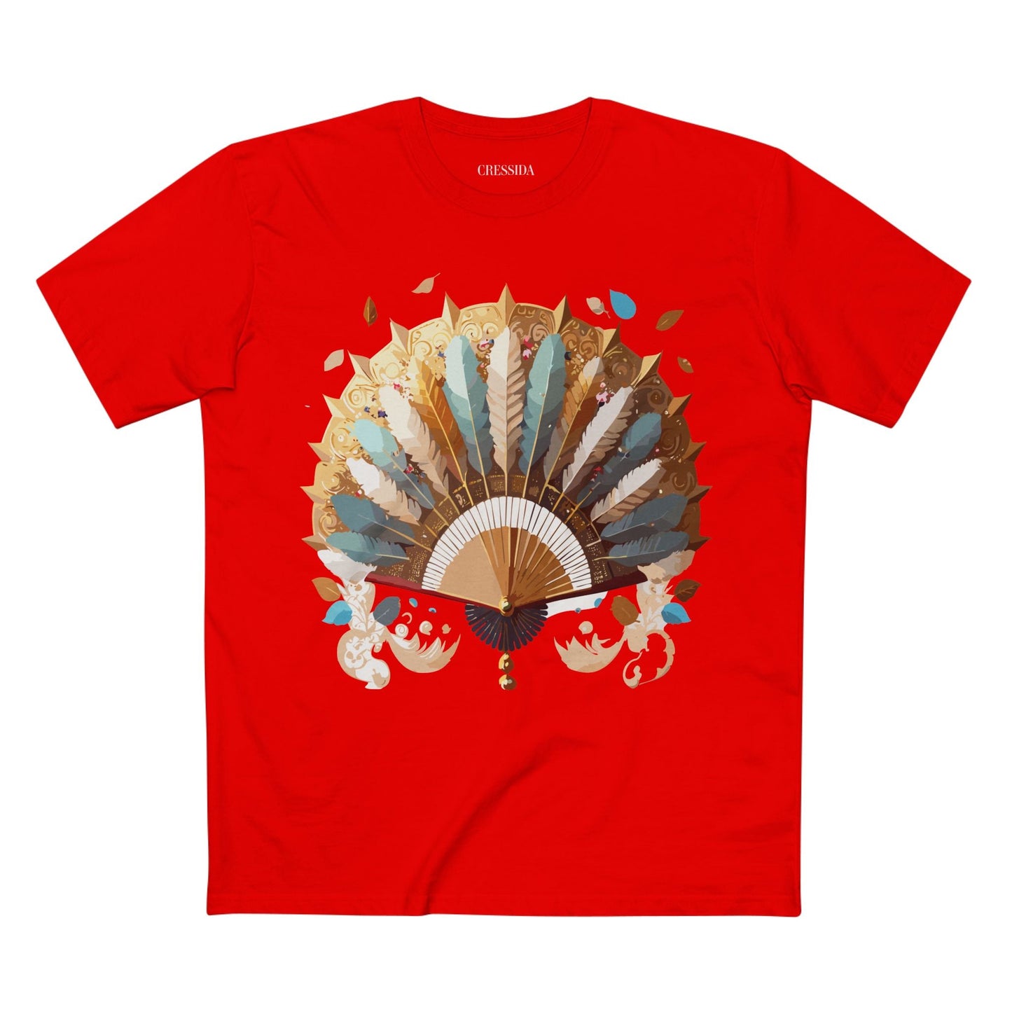 Antique Fan Graphic Design T-Shirt Unisex 100 Cotton Floral Carnival Artwork Tee 7
