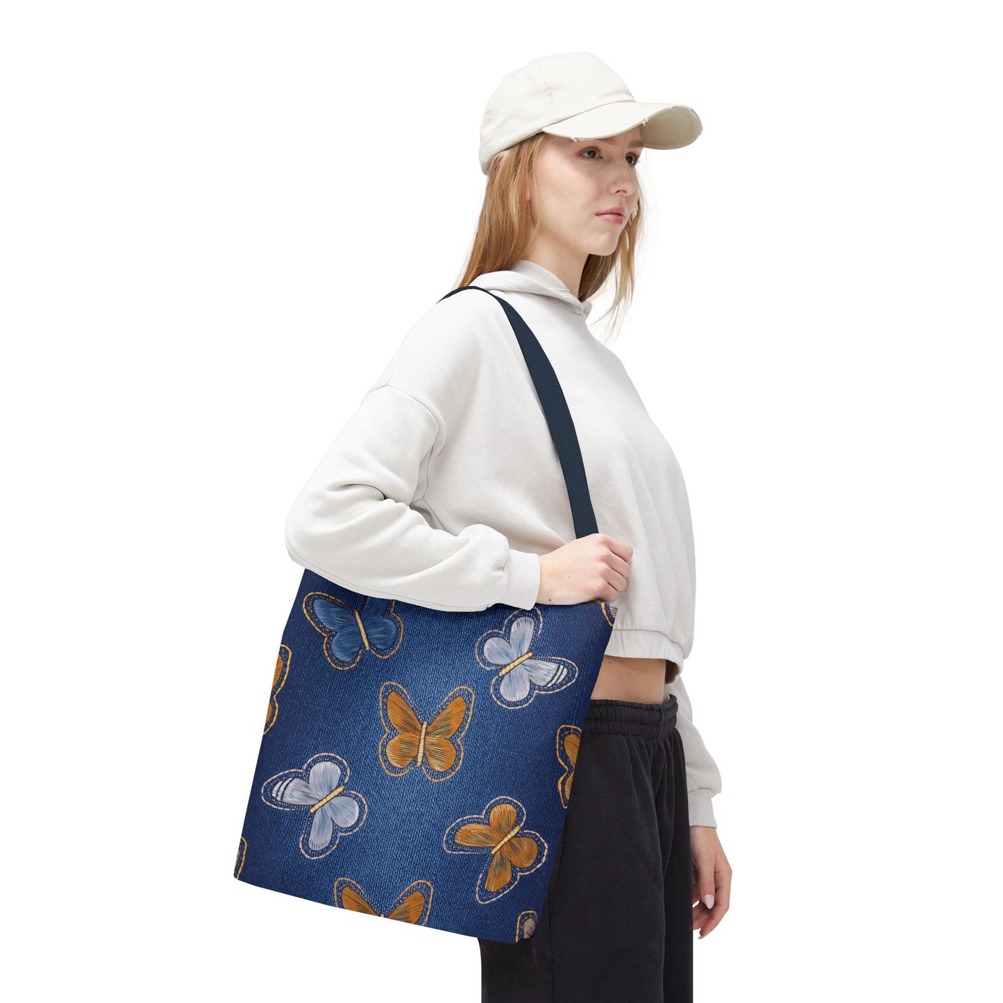 Denim Fabric Imitation Print Unisex Canvas Bag Poly Spun 3 Sizes Tote Bag 177