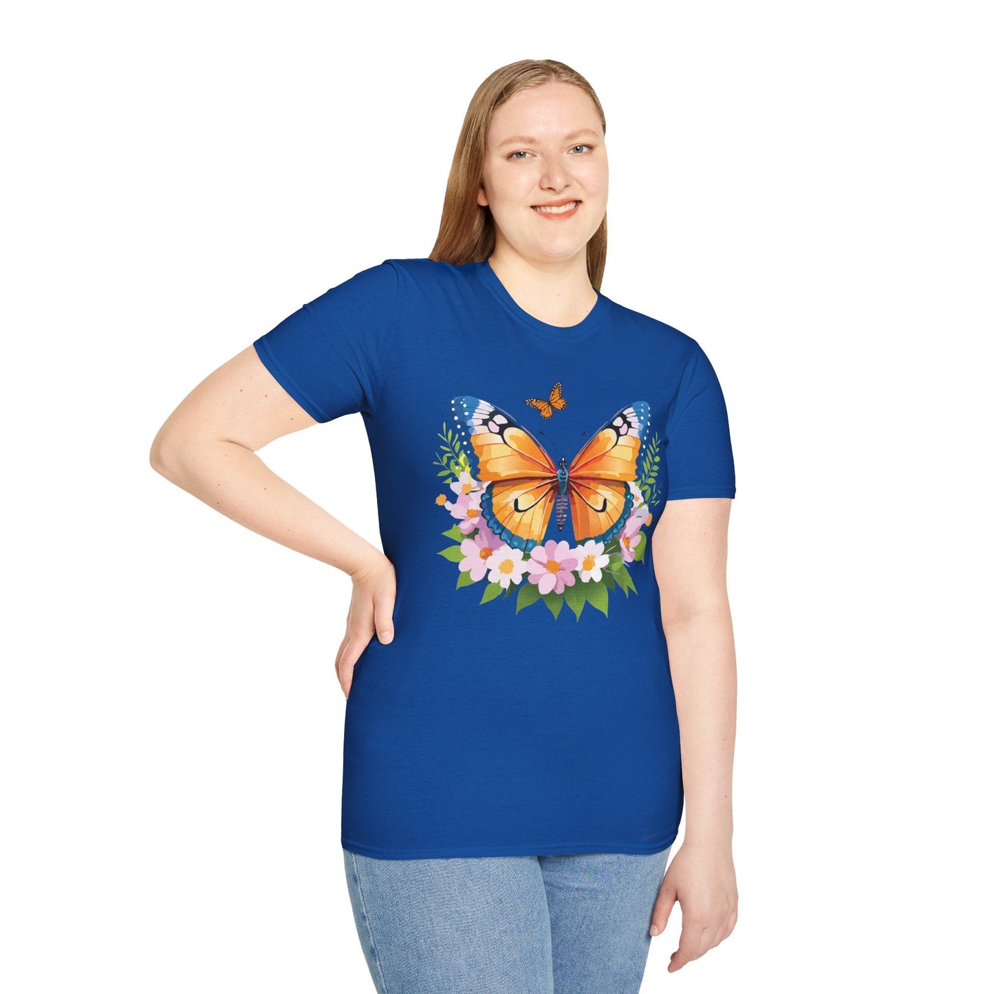 Butterfly Shirt Unisex Cotton Tee Monarch Butterfly Design Gildan Softstyle 64000 Short Sleeve