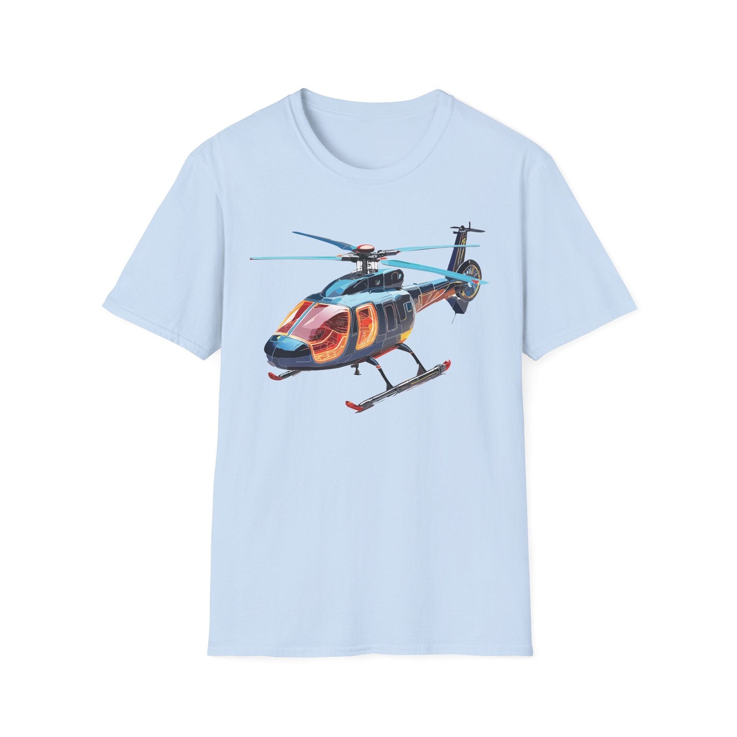 Unisex Helicopter Chopper Shirt Graphic Tee Softstyle 64000 100 Percent Ring Spun Cotton