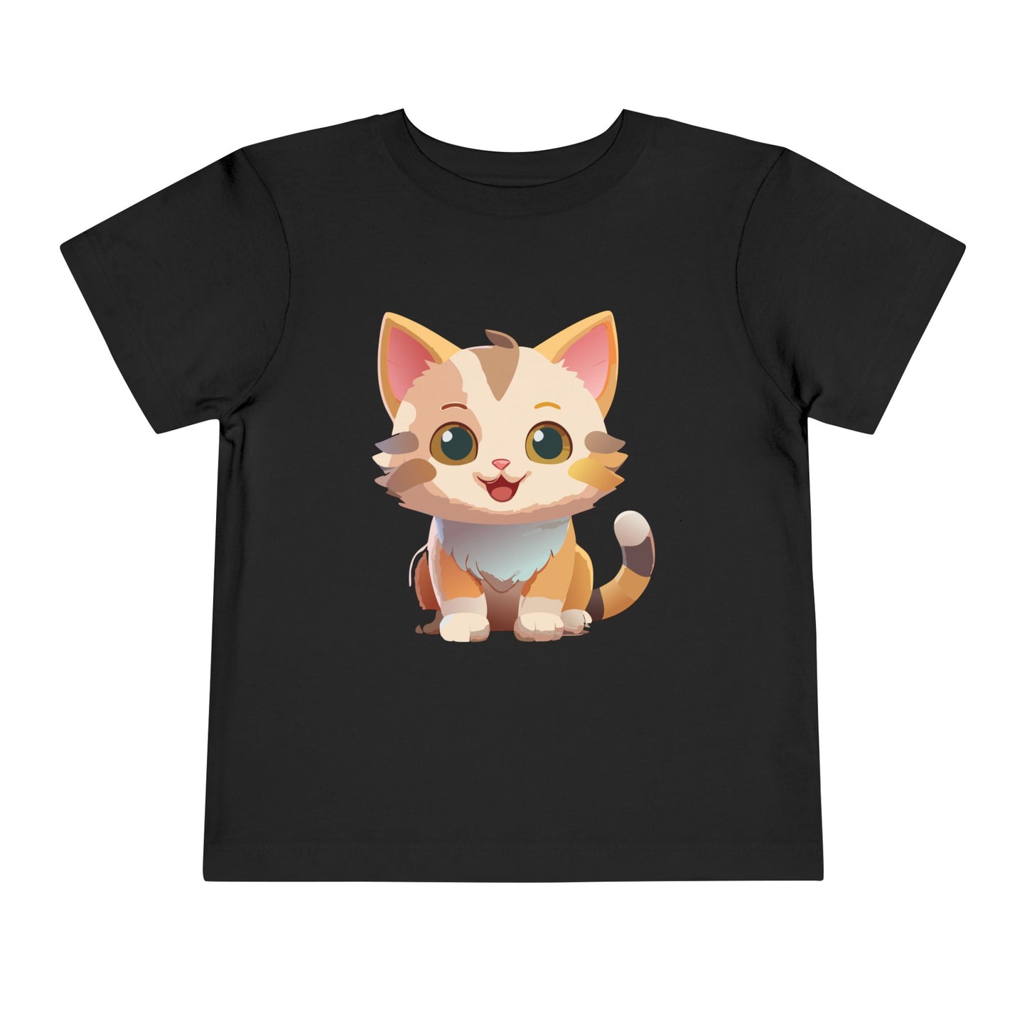 Cute Cat Toddler Short Sleeve Tee - Adorable Kitty Graphic Tee for Kids (2T-5T)