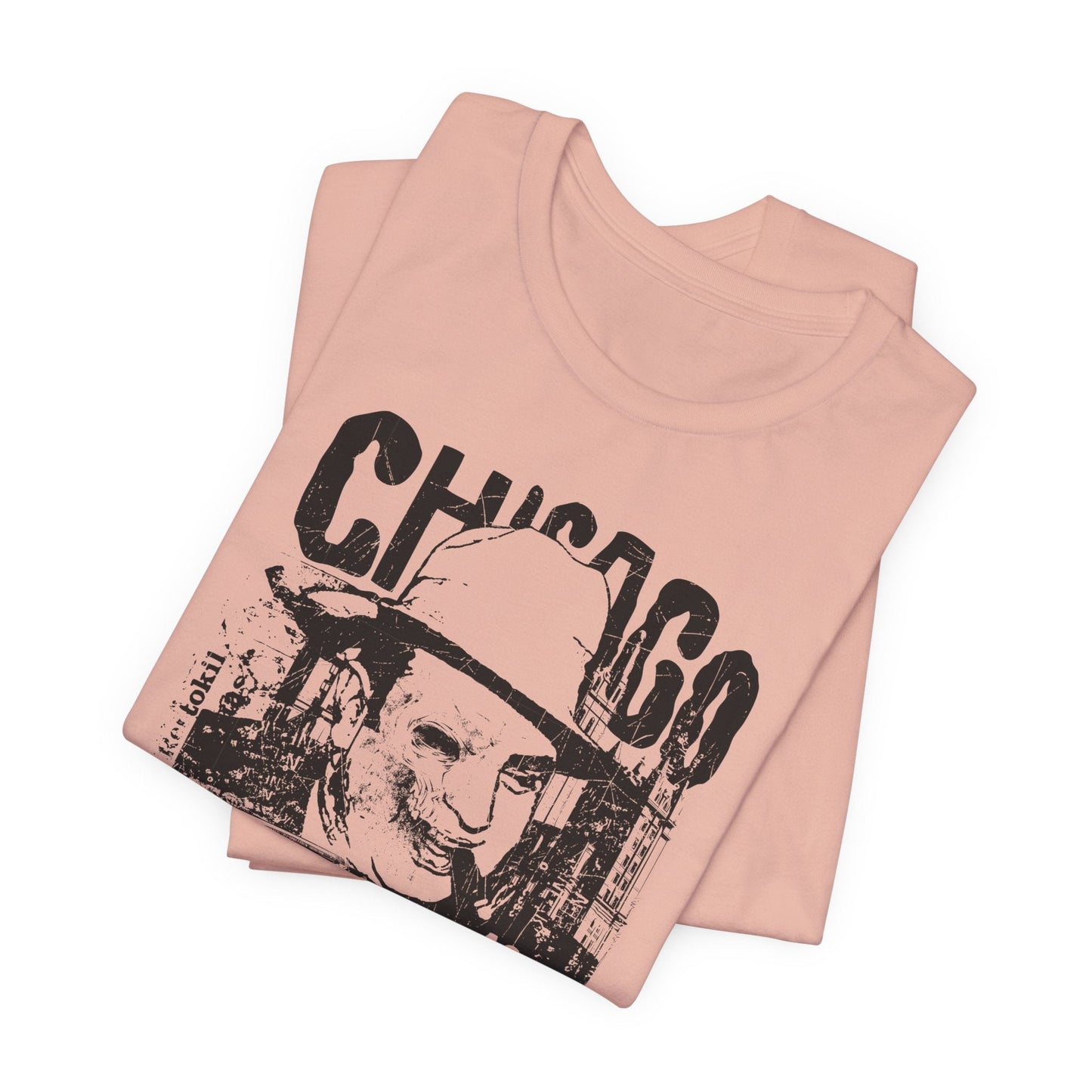 Chicago Retro Mobster Illustration Tee Vintage Car Cityscape Art Design T-Shirt A-8
