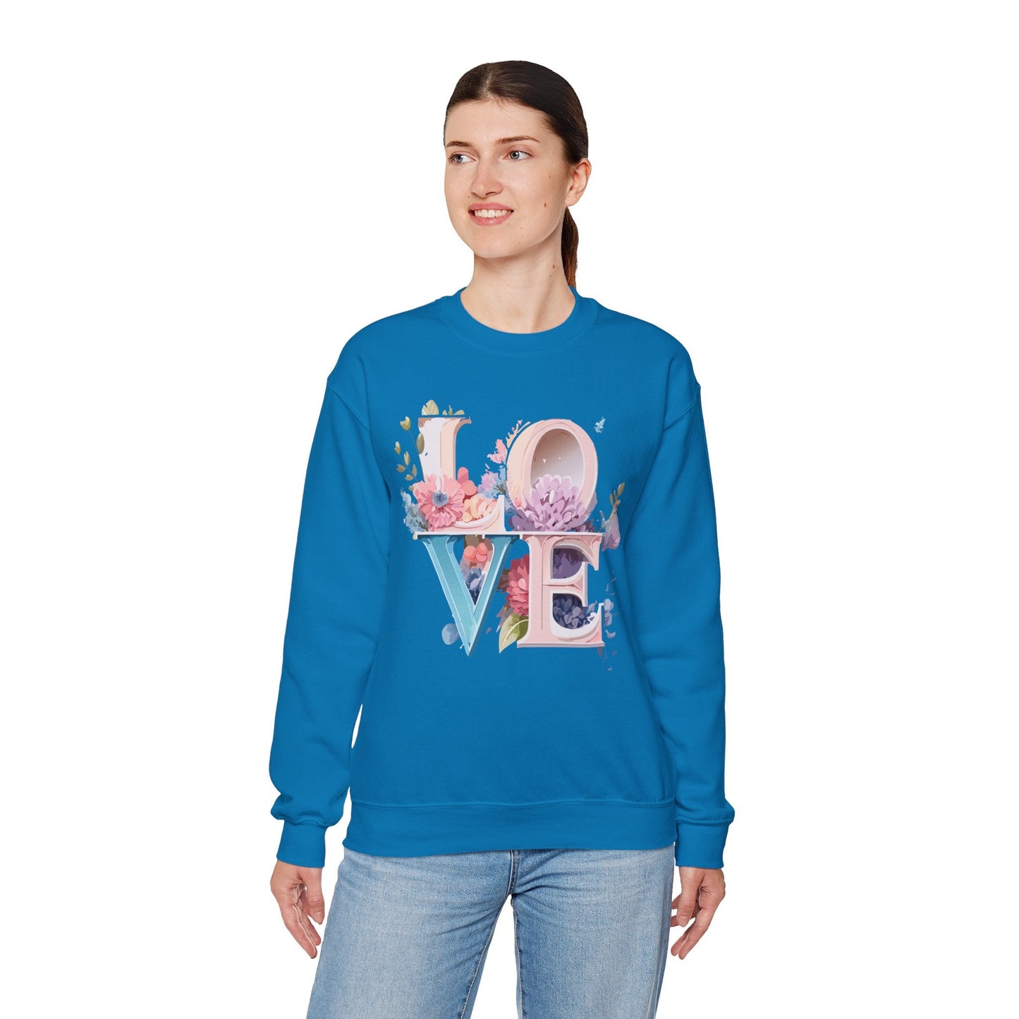 Floral Love Sweatshirt Valentines Day Sweatshirt Love Flower Unisex Crewneck Sweatshirt