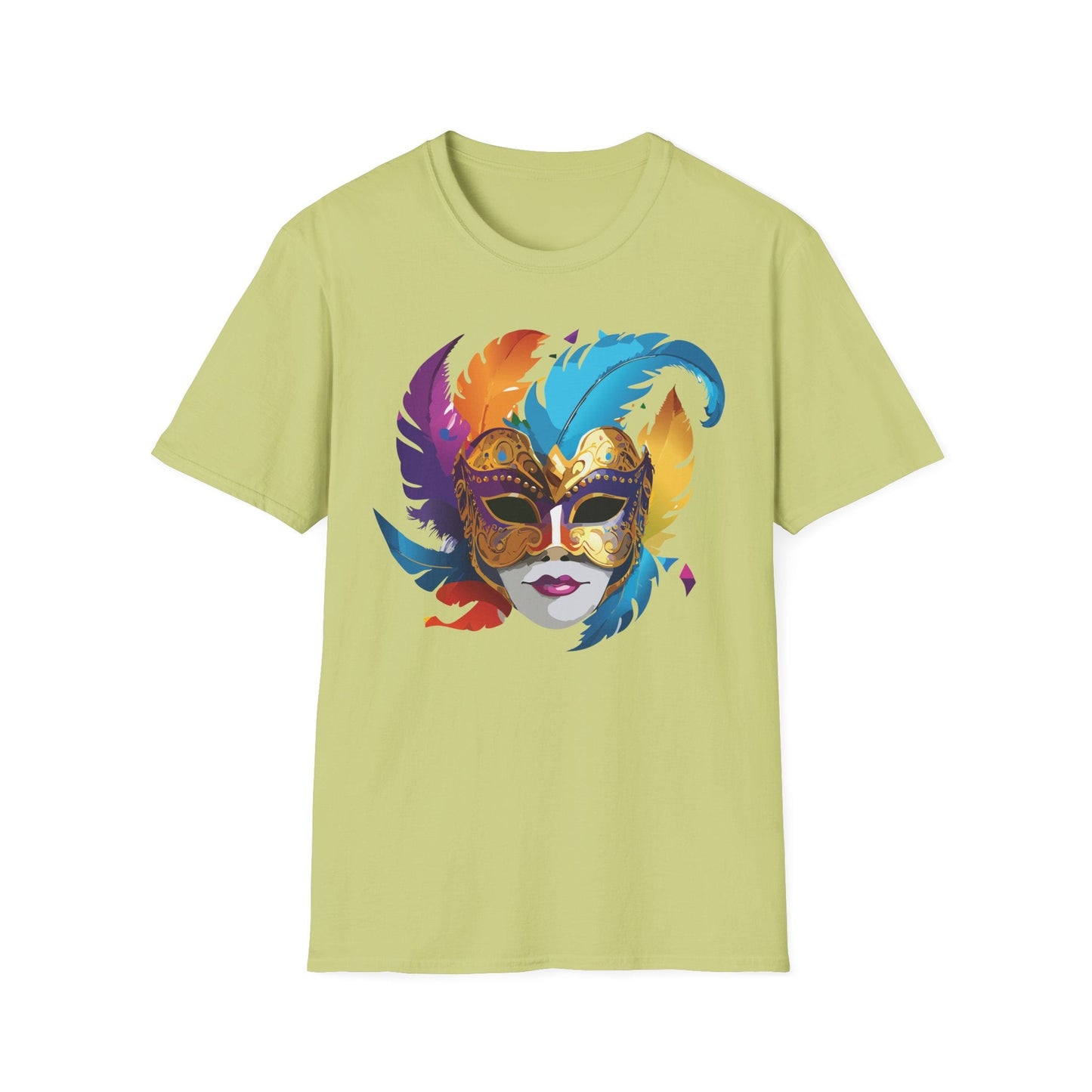 Mask Tee Shirt Unisex Short Sleeve Cotton Tee Art Design Masquerade Gildan Softstyle 64000