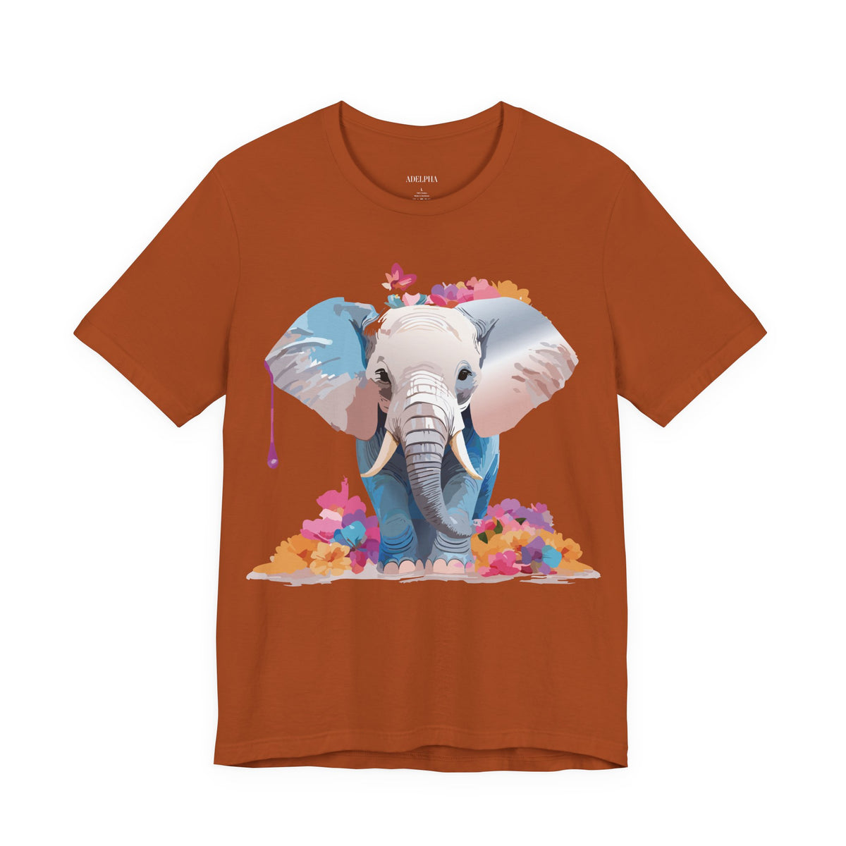 Elephant Graphic Unisex Cotton Bella+Canvas Tee with Art Animal Design e128