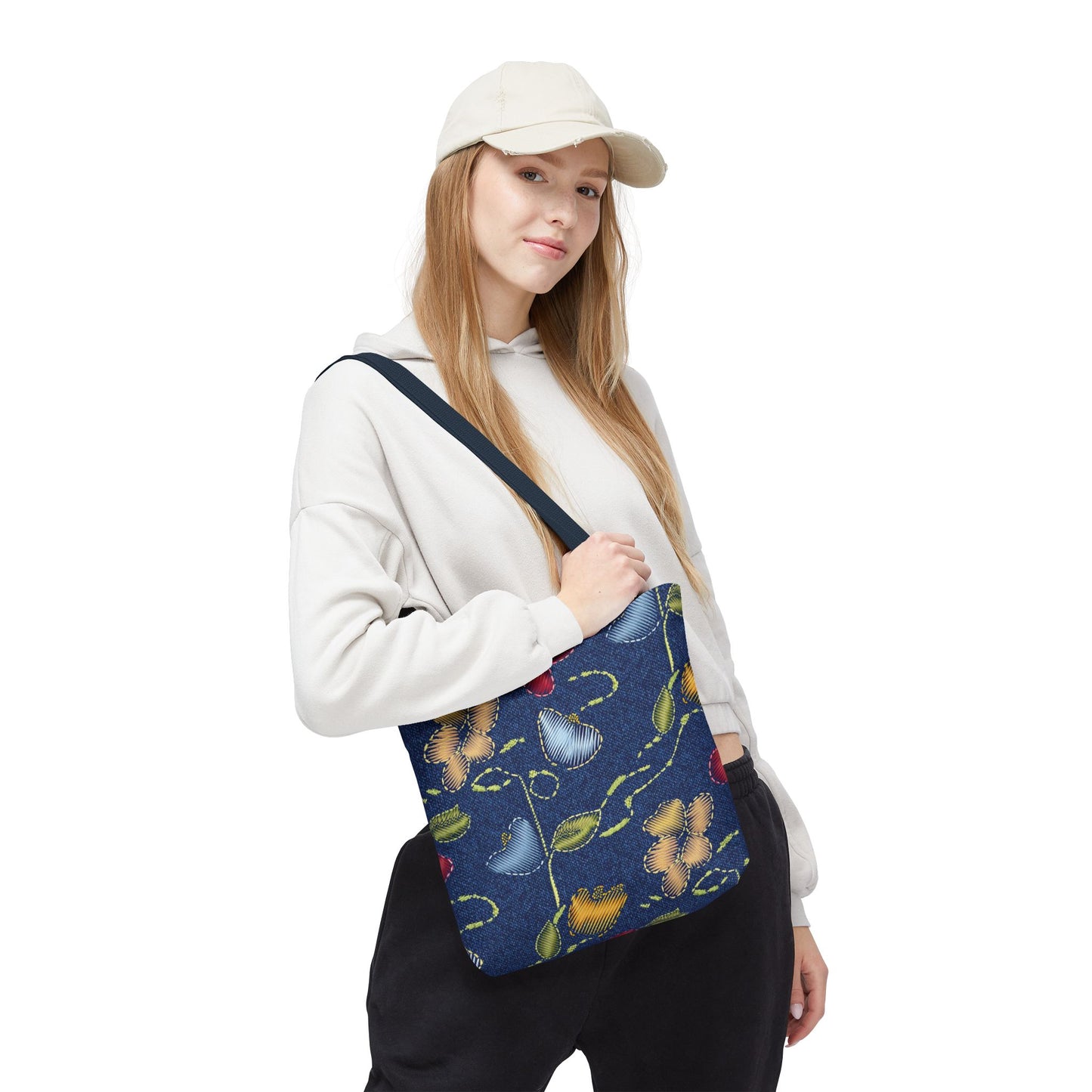 Denim Fabric Imitation Print Unisex Canvas Bag Poly Spun 3 Sizes Tote Bag 128