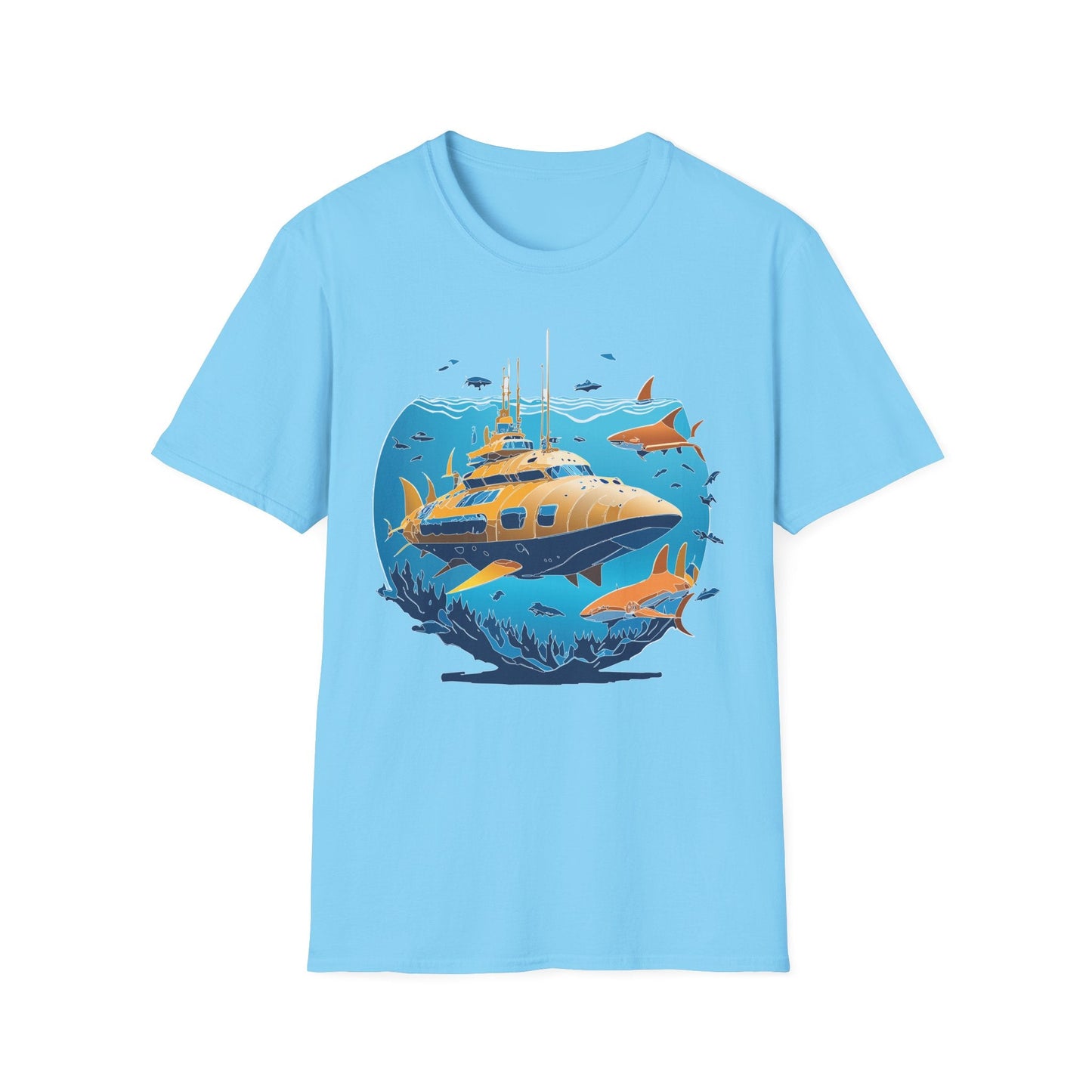 Ocean T Shirt Unisex Gildan Softstyle 64000 100 Percent Cotton Ring Spun U Boat Design Graphic