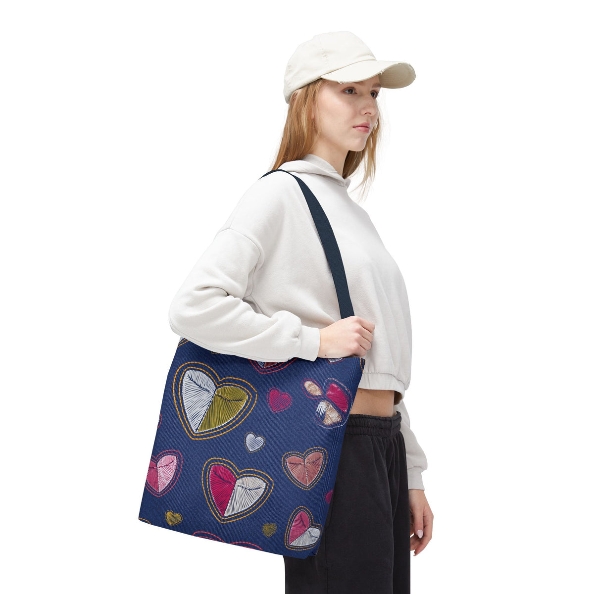 Love Day Graphic Design Denim Fabric Imitation Print Unisex Canvas Bag POLY 3 Sizes Tote Bag 201-7