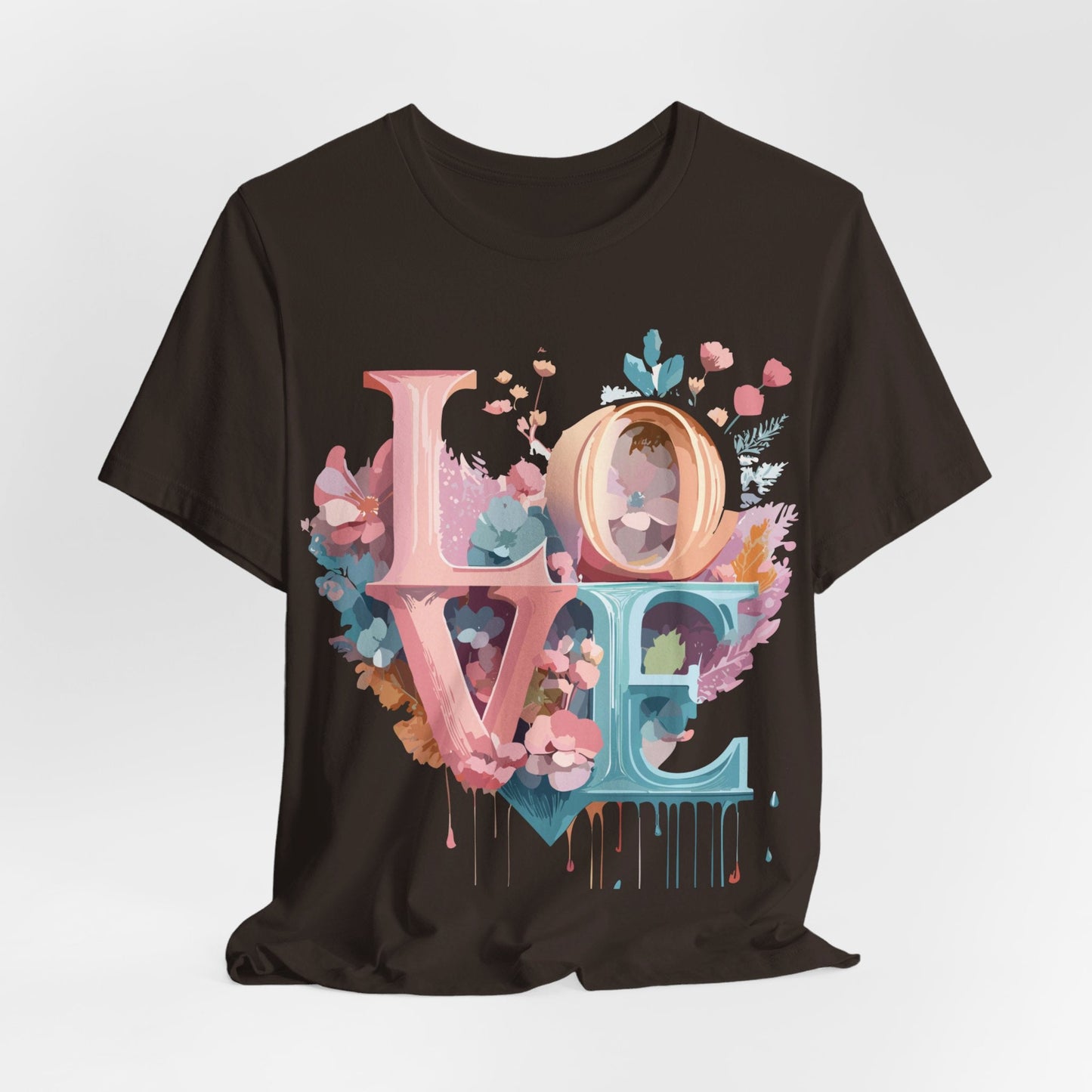 Valentine Day Graphic Unisex 100 Cotton Vintage Artwork with Love and Flower Design Tee 52