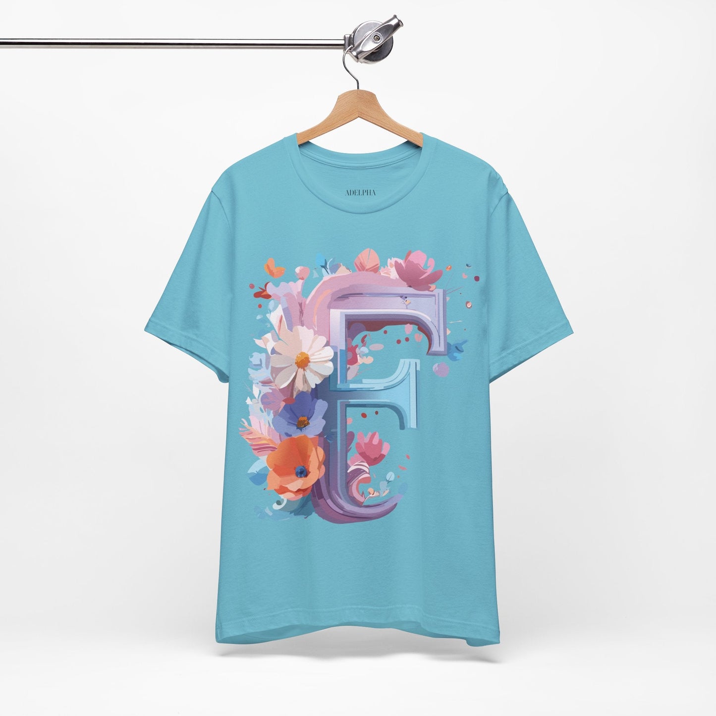 Letter F Graphic Tee Unisex Vintage Style Shirt Featuring Adelpha Artwork Premium Short Sleeve