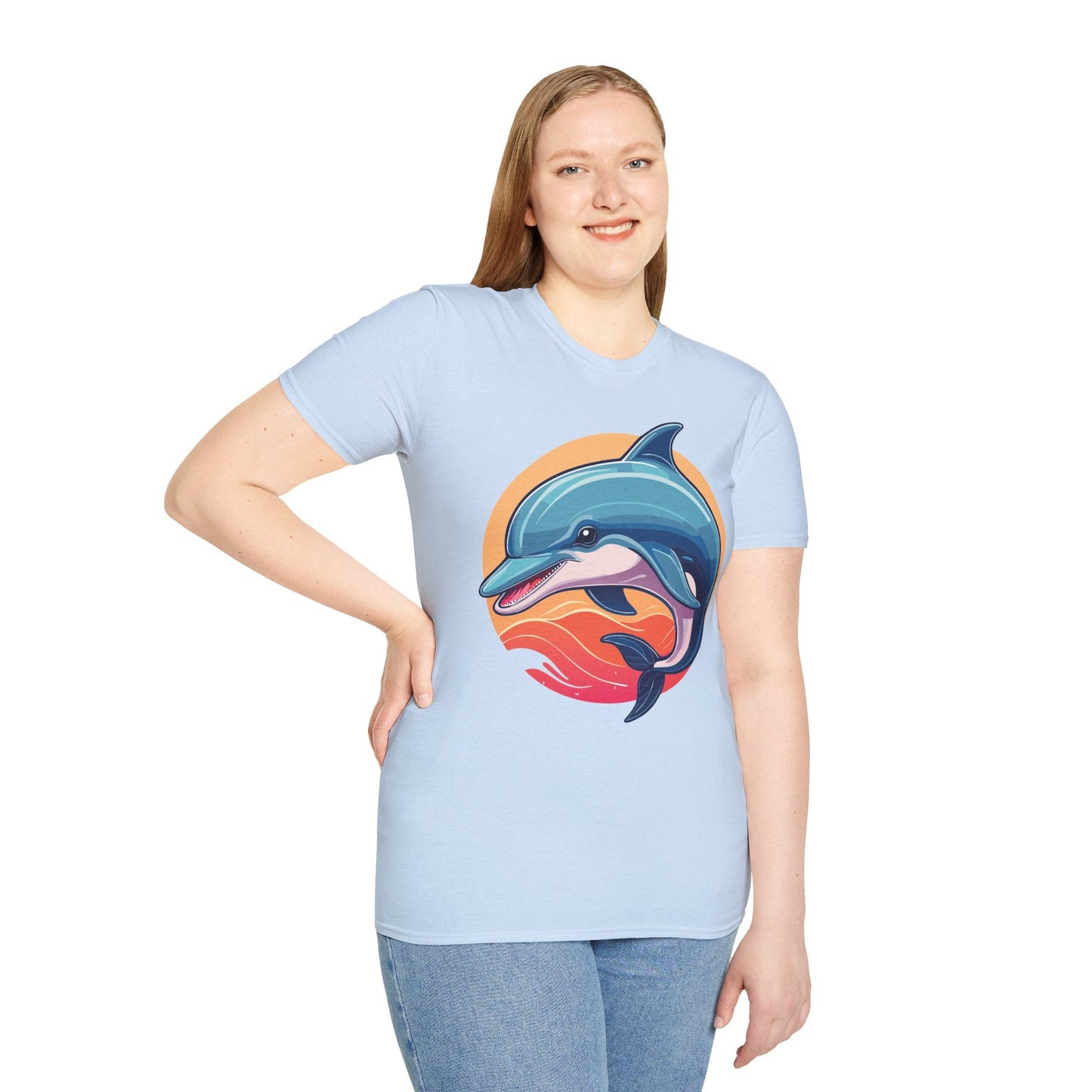 Unisex Dolphin Shirt Gildan Softstyle 64000 Tee 100 Percent Ring Spun Cotton Breathable Comfort