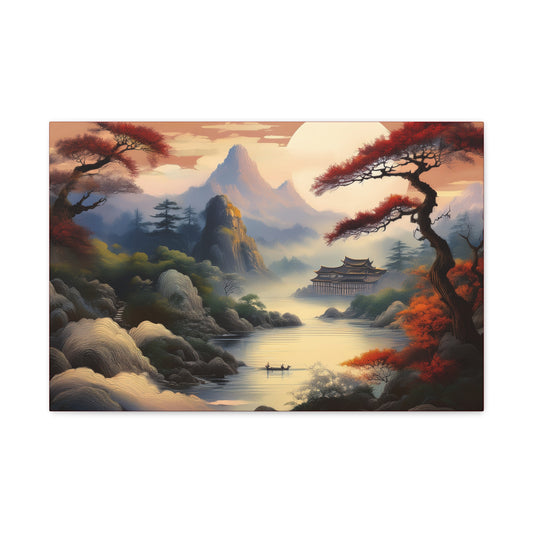 Japanese Painting Print Canvas 24x16, 30x20, 36x24, 48x32, 60x40, Bright Latex Inks Pine-Wood Inner Frame JPN-16