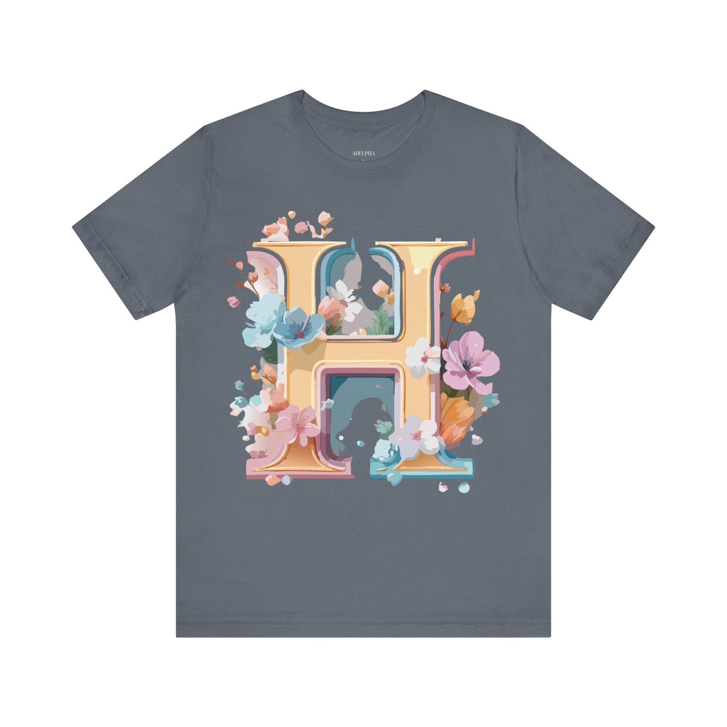 Letter H Graphic Tee Unisex Short Sleeve Shirt By Adelpha Featuring Vintage Inspired Artwork