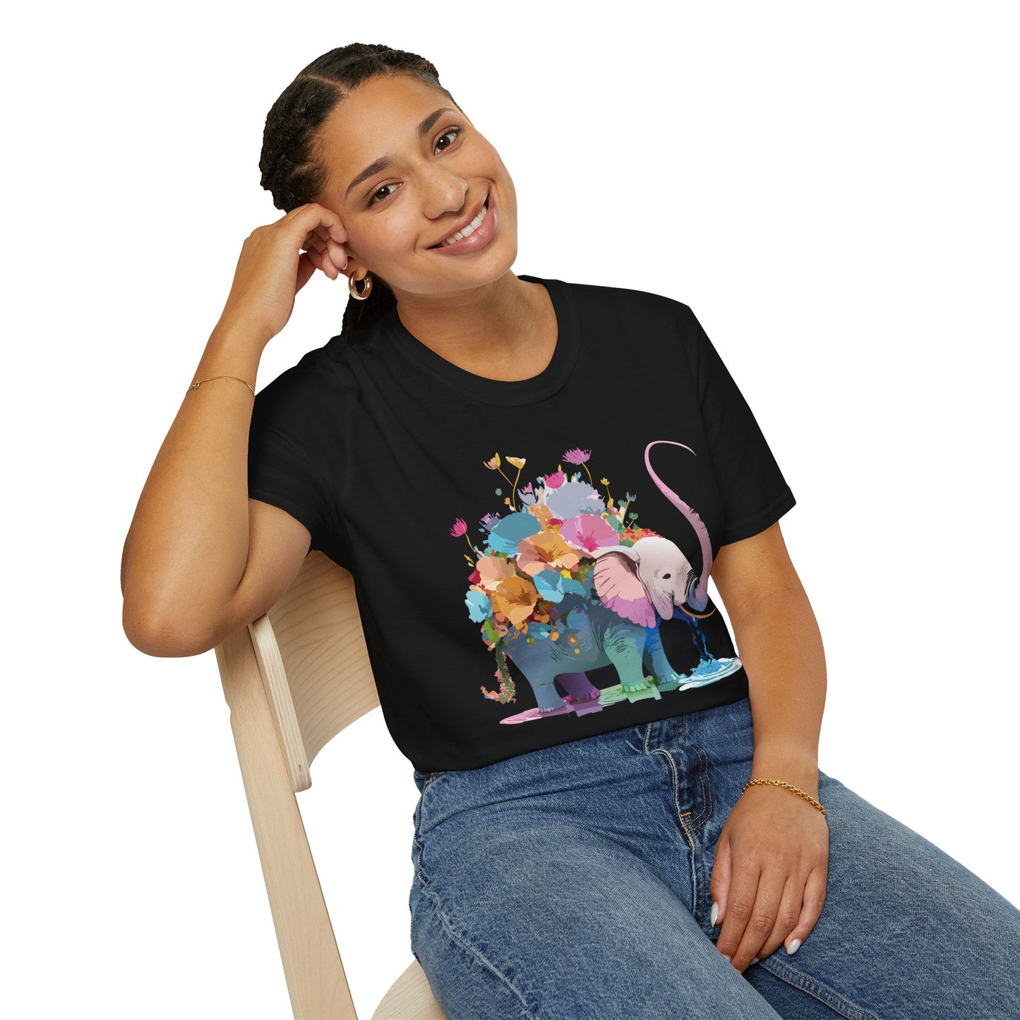 Elephant T Shirt Unisex Softstyle Cotton Tee With Animated Elephant Design Premium Comfort