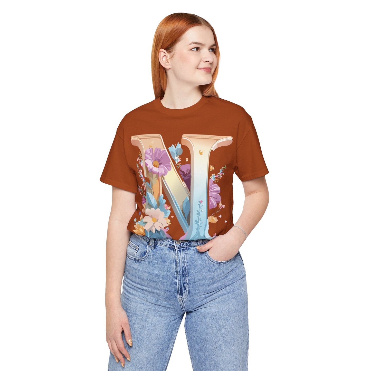 Letter N Shirt Unisex Graphic Tee By Adelpha Vintage Inspired Artwork Short Sleeve