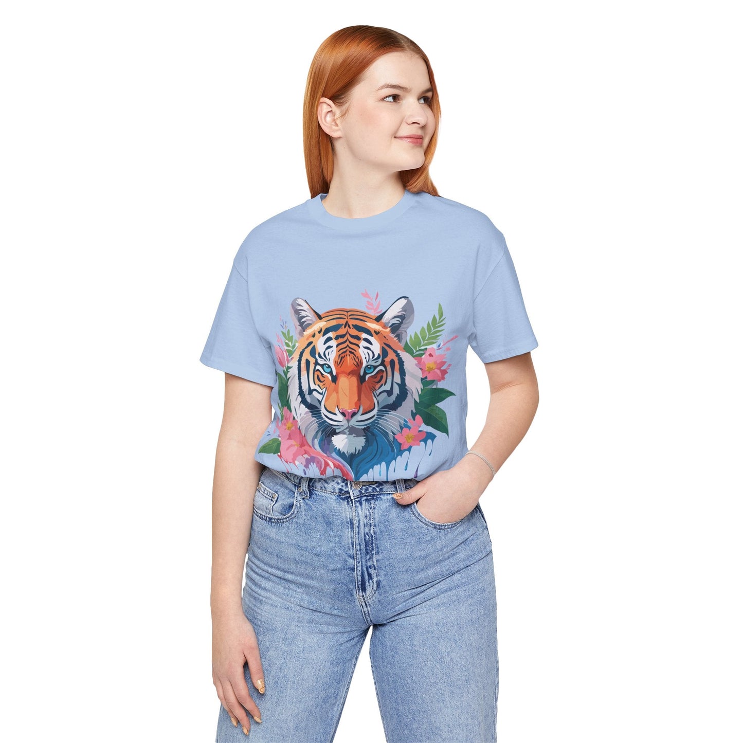 Tiger Graphic Tee Unisex Short Sleeve Shirt With Vintage Inspired Artwork By Adelpha