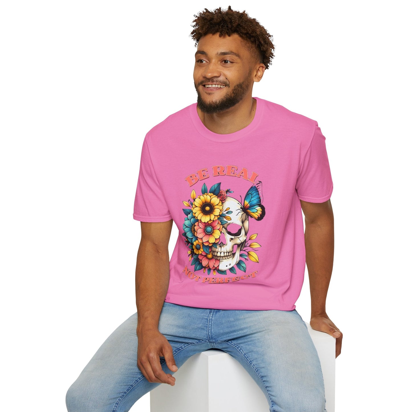 Gildan Skull Tee Shirt Unisex Skeleton Print Tee 100 Percent Ring Spun Cotton Softstyle