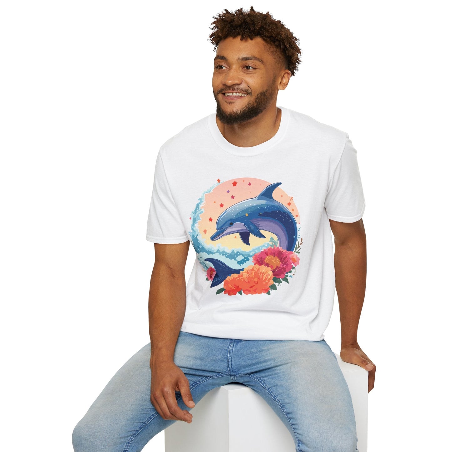 Dolphin Shirts Unisex Tee 100 Percent Ring Spun Cotton Gildan Softstyle 64000 For Everyday Comfort
