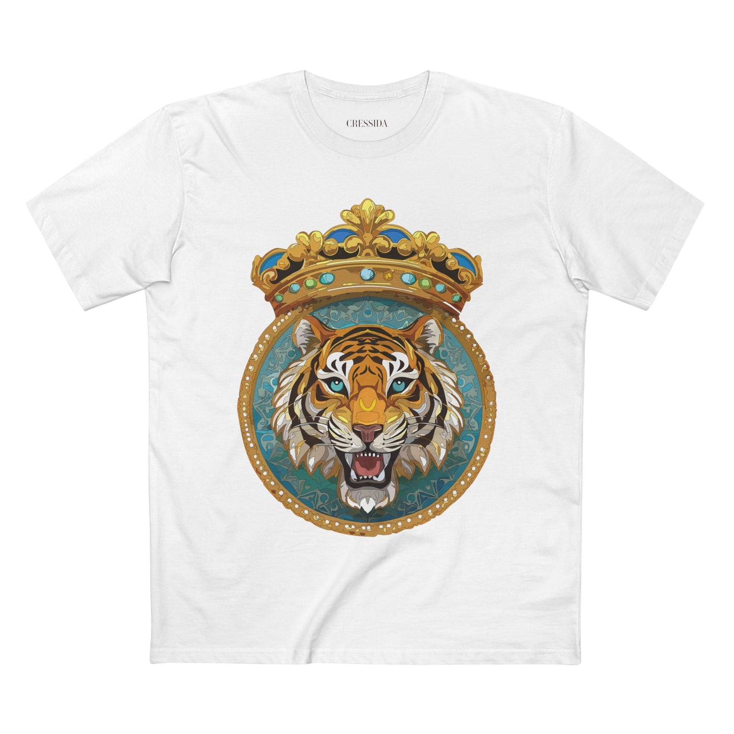 Tiger Graphic Unisex 100 Cotton Tee With Unique Animal Golden Medallion Art Design 3