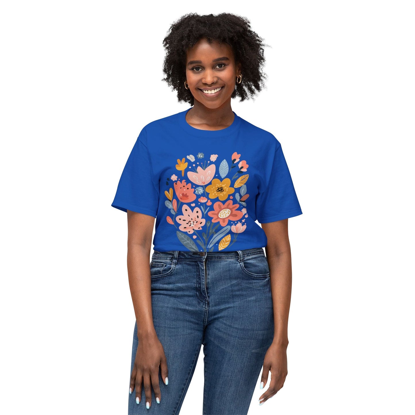 Unisex HD Cotton Floral Art Print T Shirt With Vintage Flowers Design Tee Premium Quality