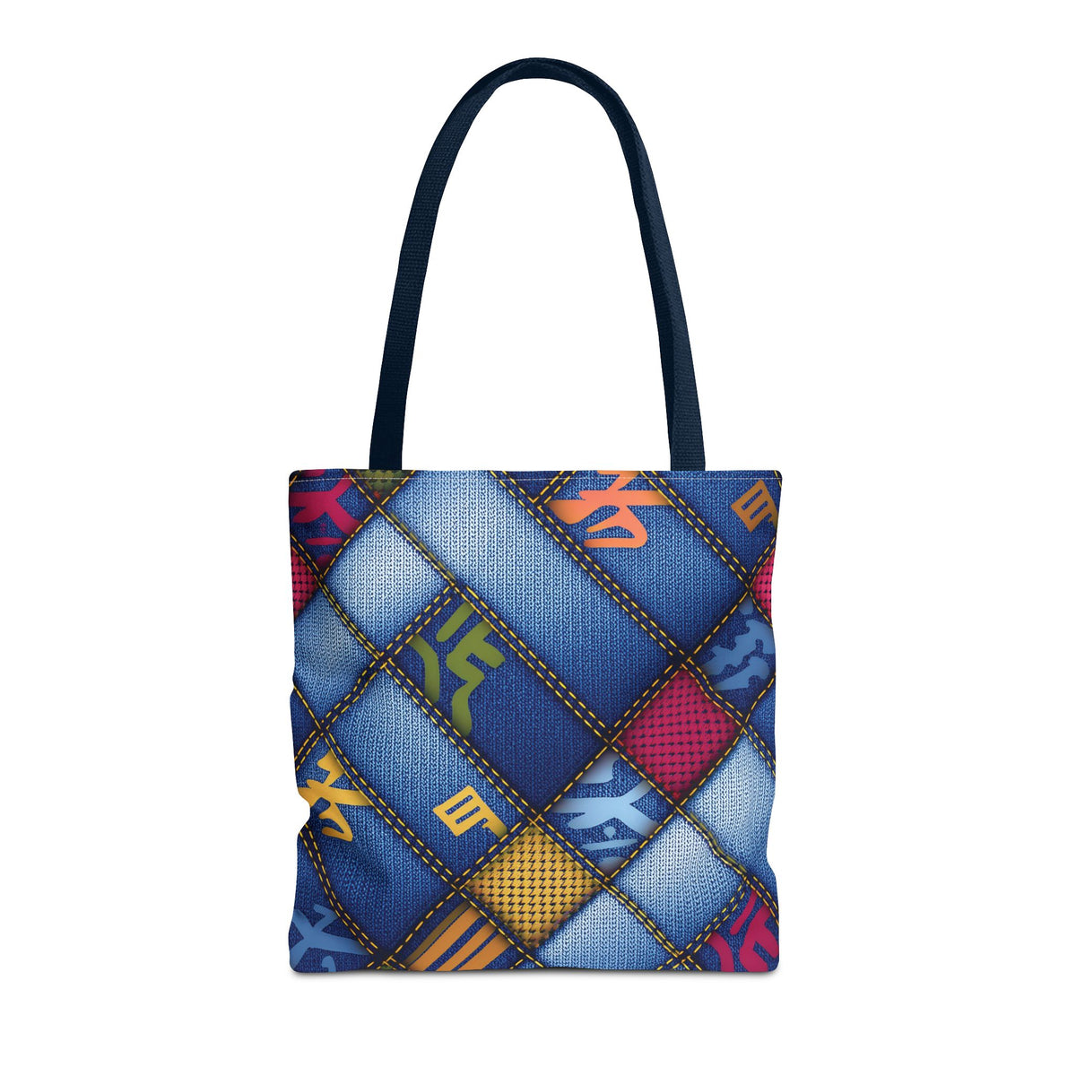 Denim Fabric Imitation Print Unisex Canvas Bag Poly Spun 3 Sizes Tote Bag 186-4