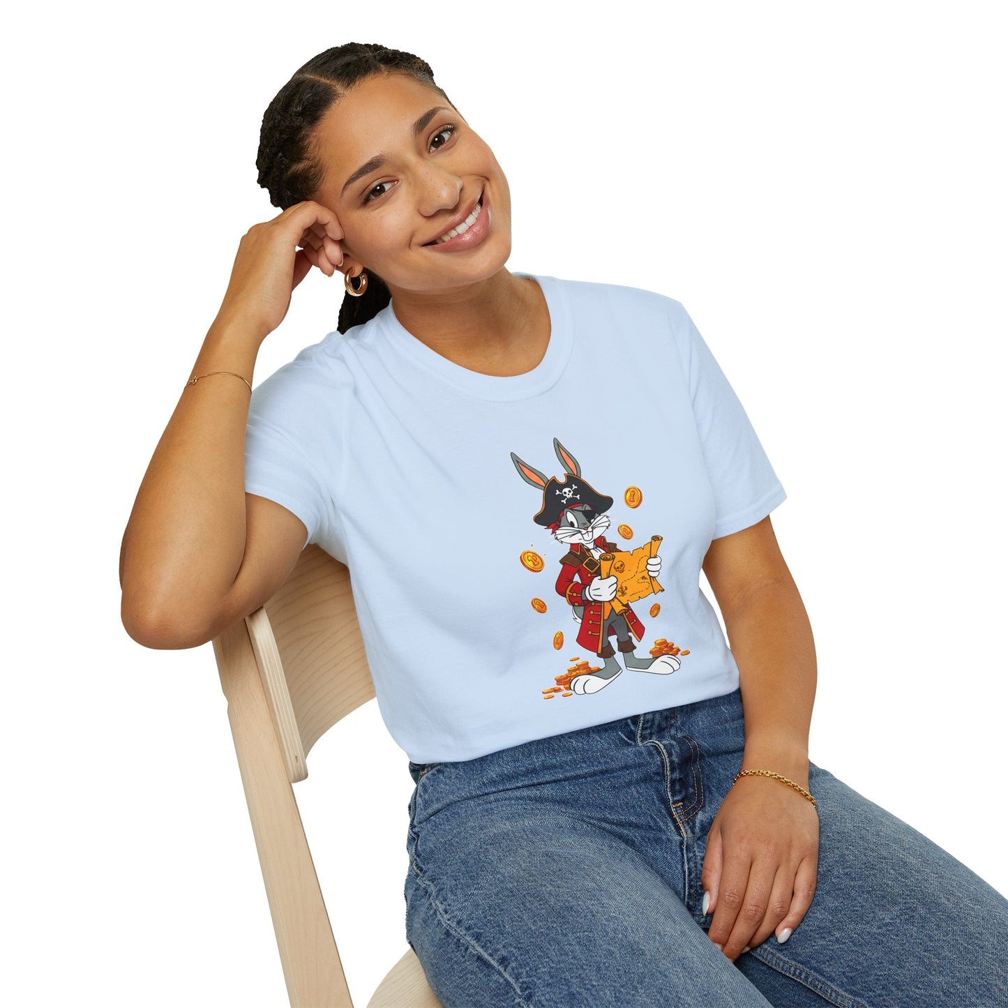 Bugs Bunny Cartoon T Shirt Unisex Gildan Softstyle 64000 Tee With Animated Artwork