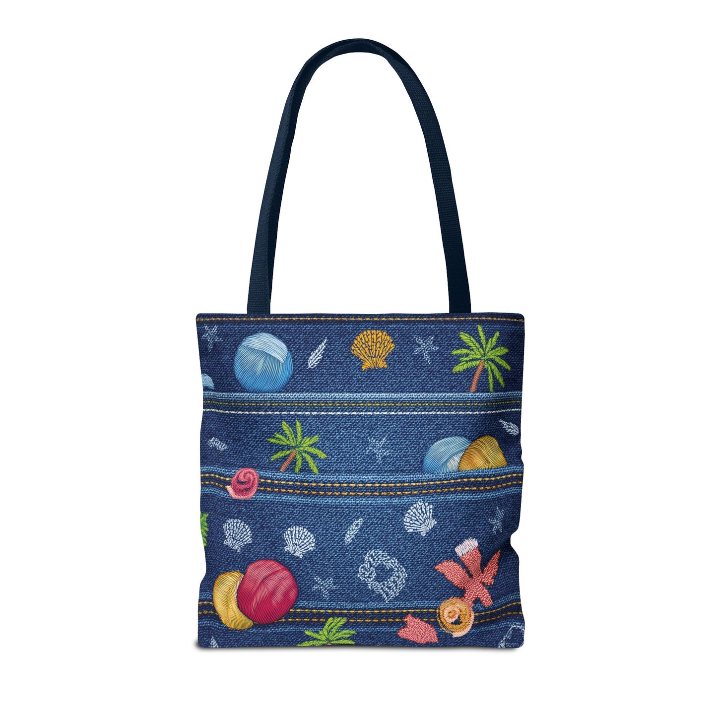 Denim Fabric Imitation Print Unisex Canvas Bag Poly Spun 3 Sizes Tote Bag 182-8