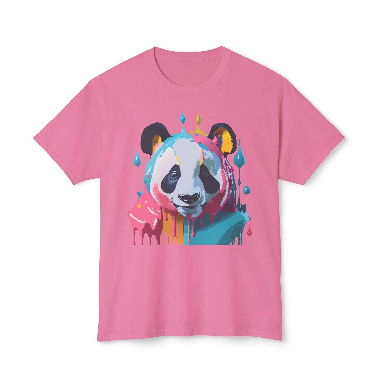 Unisex Panda Art T Shirt With Floral Design Print In HD Cotton 100 Percent USA Made
