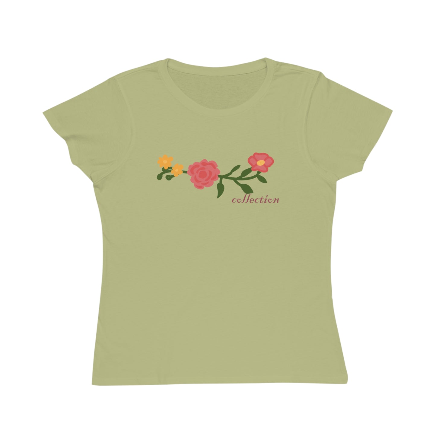 Camiseta de mujer de algodón orgánico con estampado floral