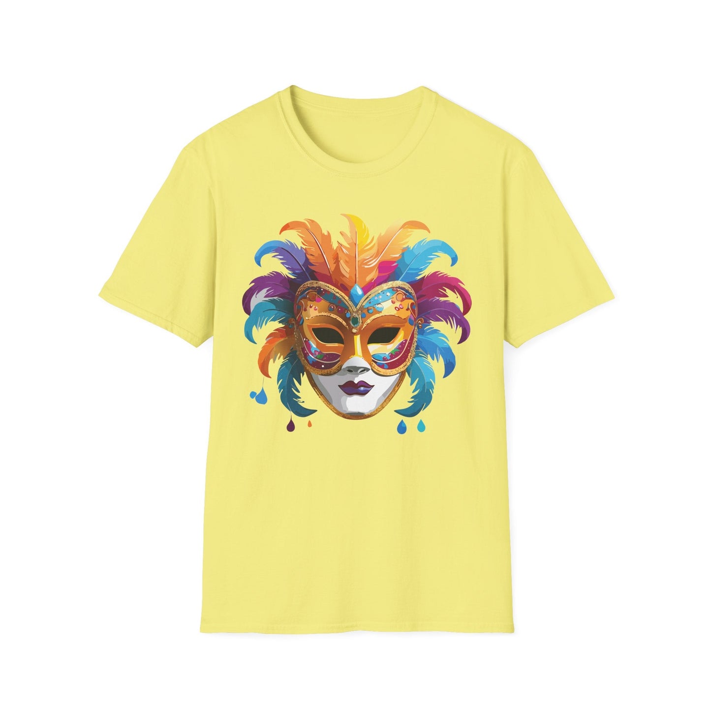 Mask Tee Shirt Unisex Masquerade Design Art Graphic Gildan Softstyle 64000 Cotton Tee