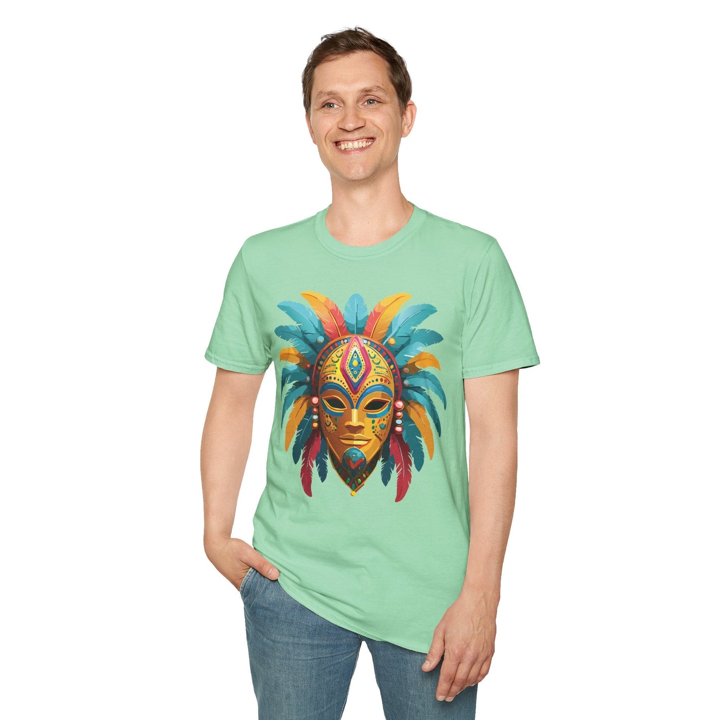 Unisex Mask Tee Shirt Masquerade Design Softstyle Gildan 64000 Comfortable Cotton Tee