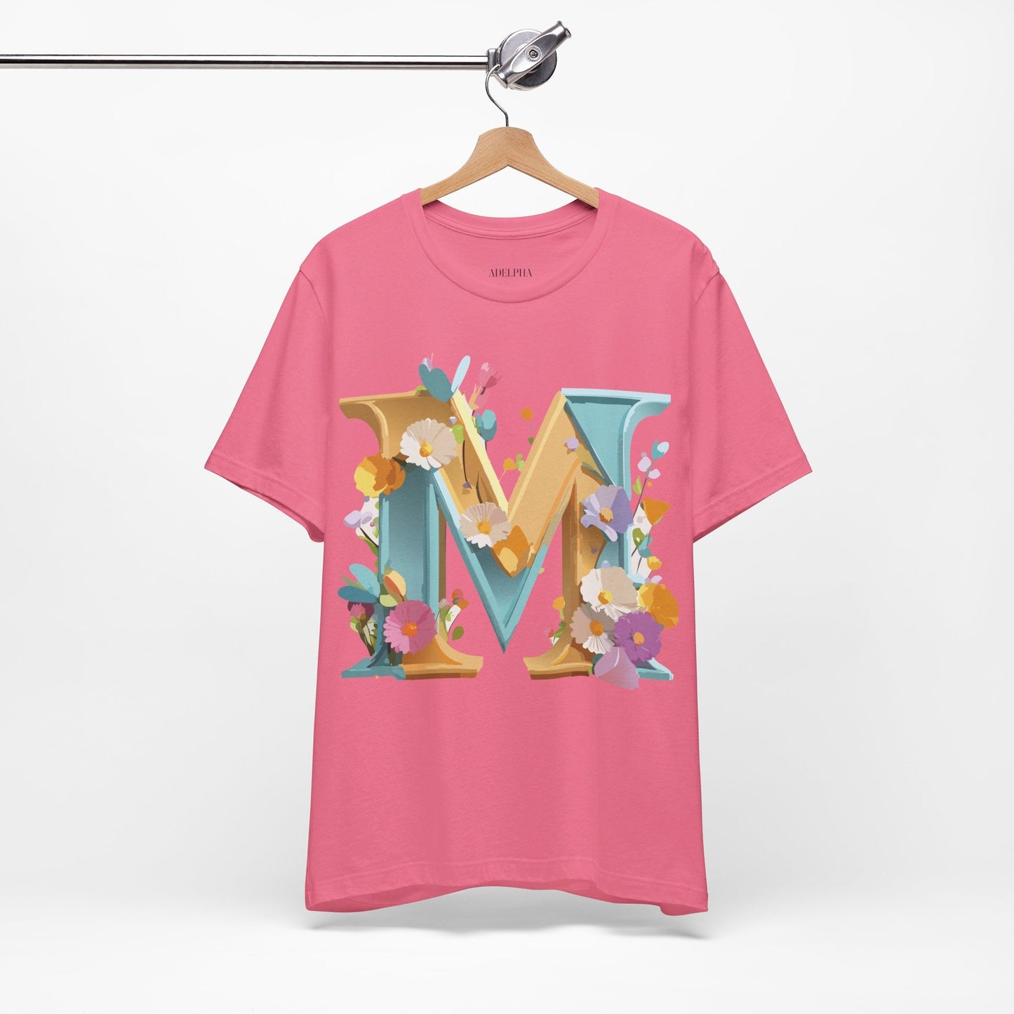 Letter M Shirt Unisex Graphic Tee Vintage Inspired Artwork Adelpha Jersey Short Sleeve