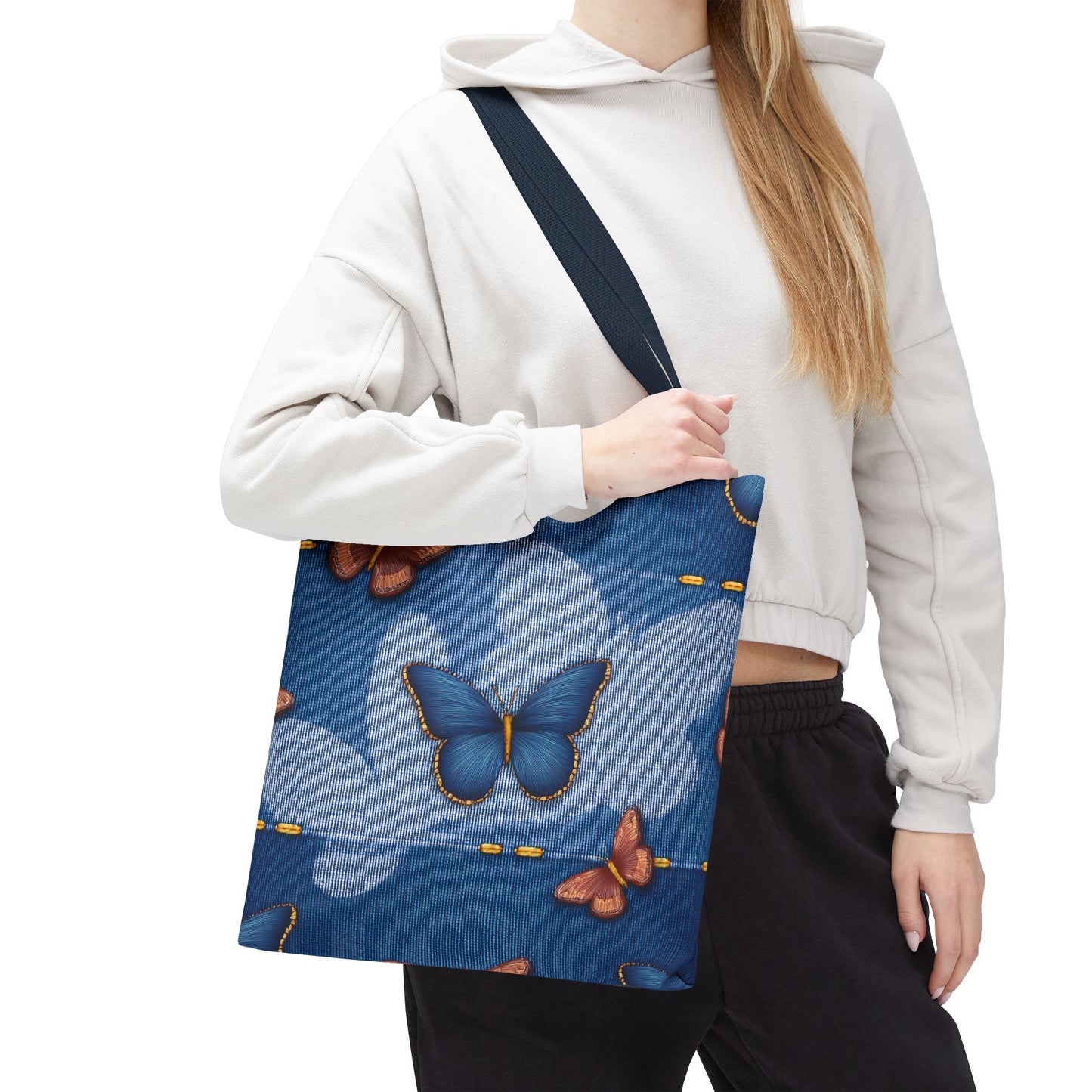 Denim Fabric Imitation Print Unisex Canvas Bag Poly Spun 3 Sizes Tote Bag 176