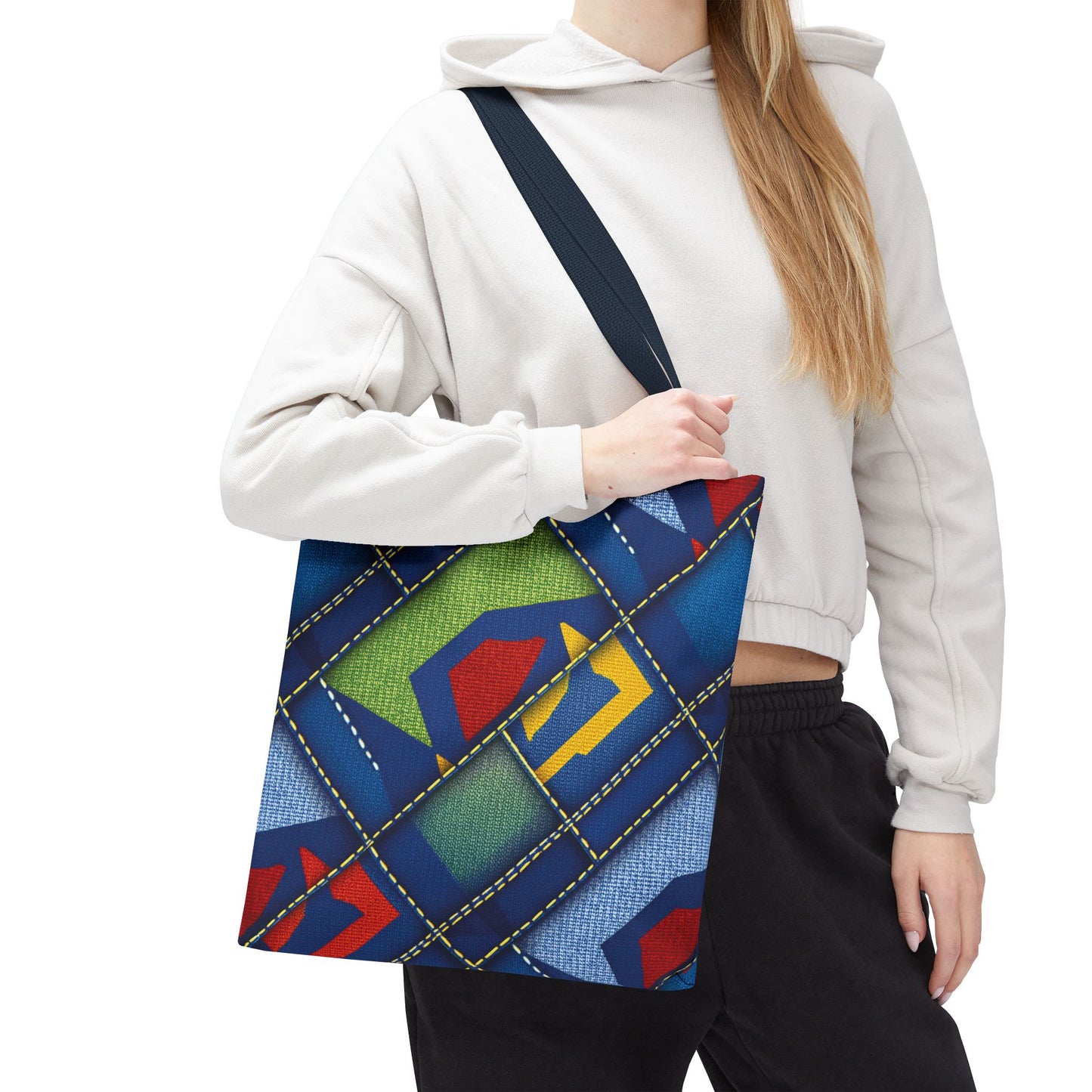 Denim Fabric Imitation Print Unisex Canvas Bag Poly Spun 3 Sizes Tote Bag 139