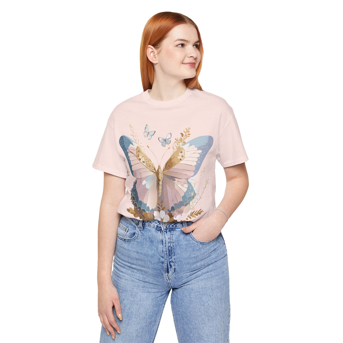 Butterfly Graphic Unisex Cotton Bella+Canvas Tee with Art Design n04