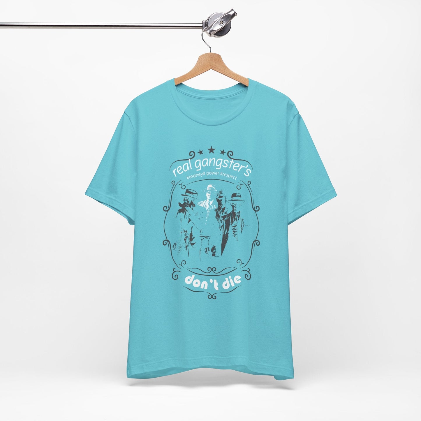 Real Gangsters Don't Die T-Shirt Vintage Outlaw Illustration Retro Biker Tee A-3