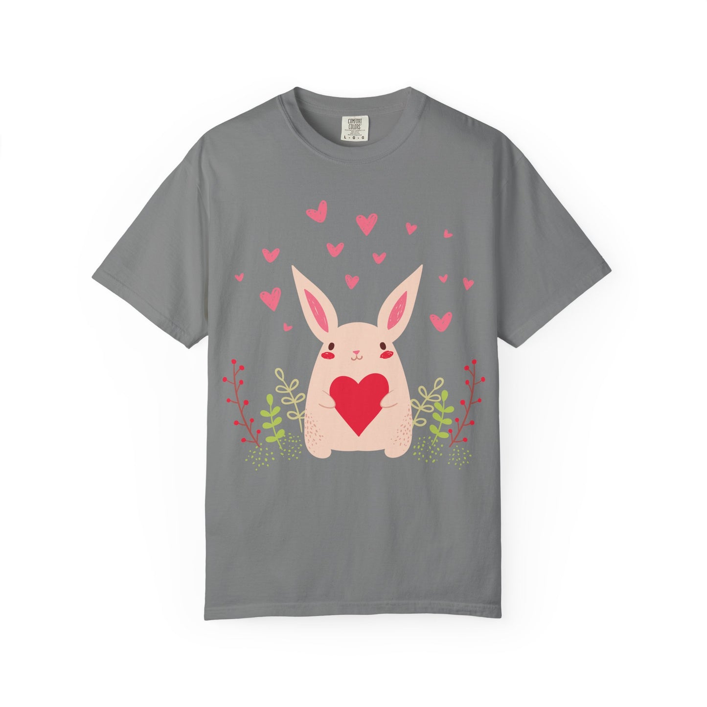 Easter Bunny Heart T-Shirt, Tee Shirt with Easter Signature, T Shirt with Easter Prints, Tee Shirt with Easter Design