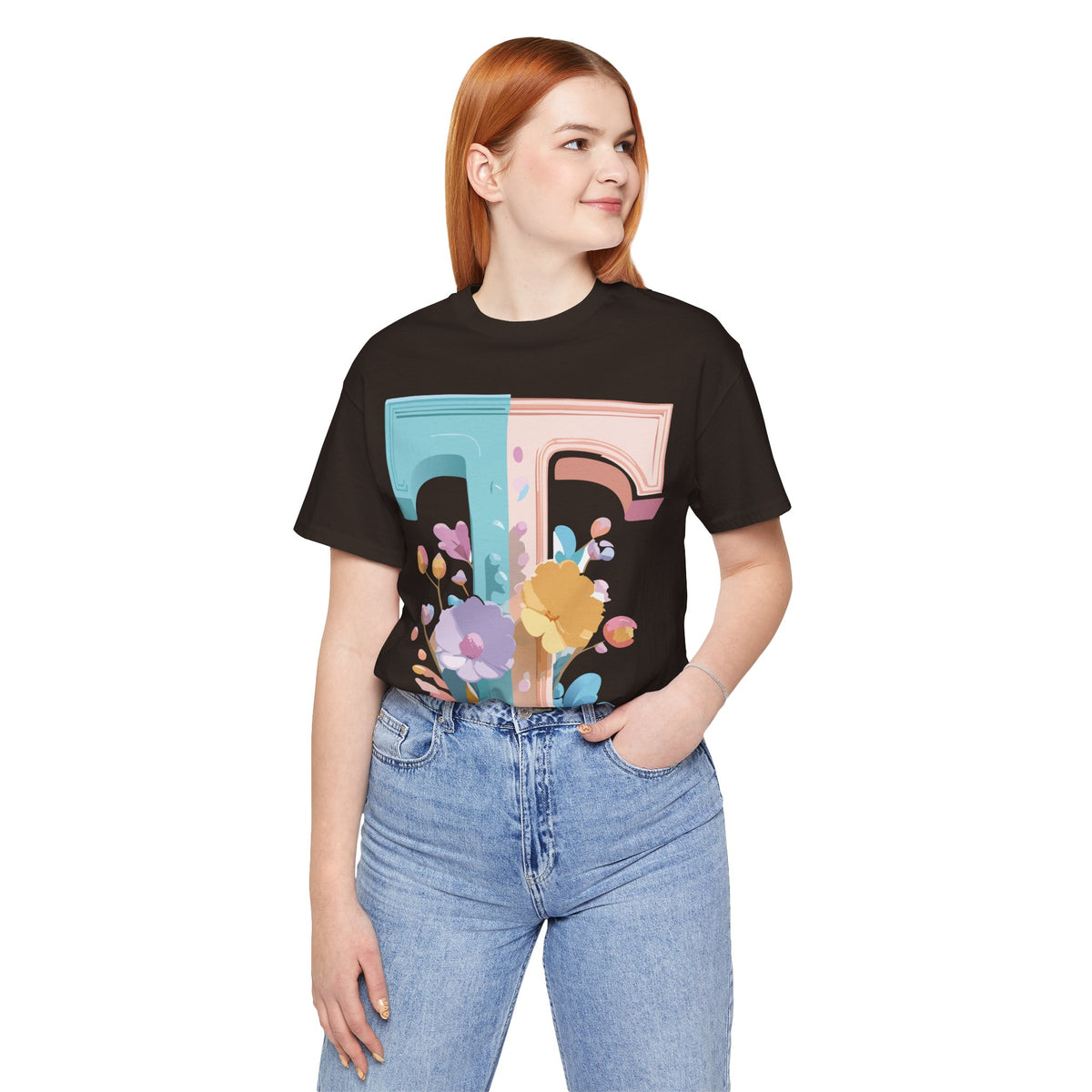 Letter T Graphic Unisex Cotton Bella+Canvas Tee with Art Letter Design
