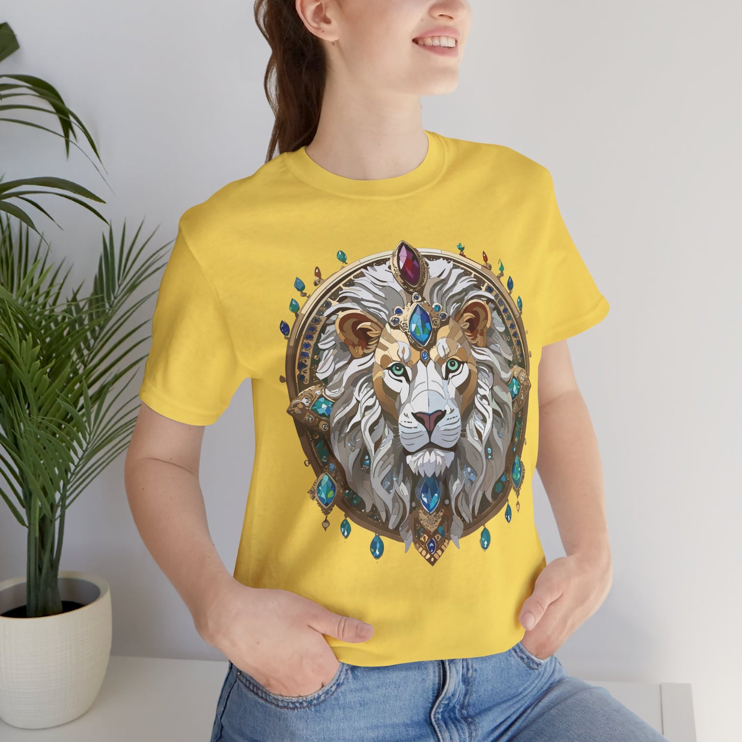 Unisex Lion Graphic Tee, Animal Shirt, Tee Shirt with Lion, Medallion T-Shirt, Animal Medallion Tees