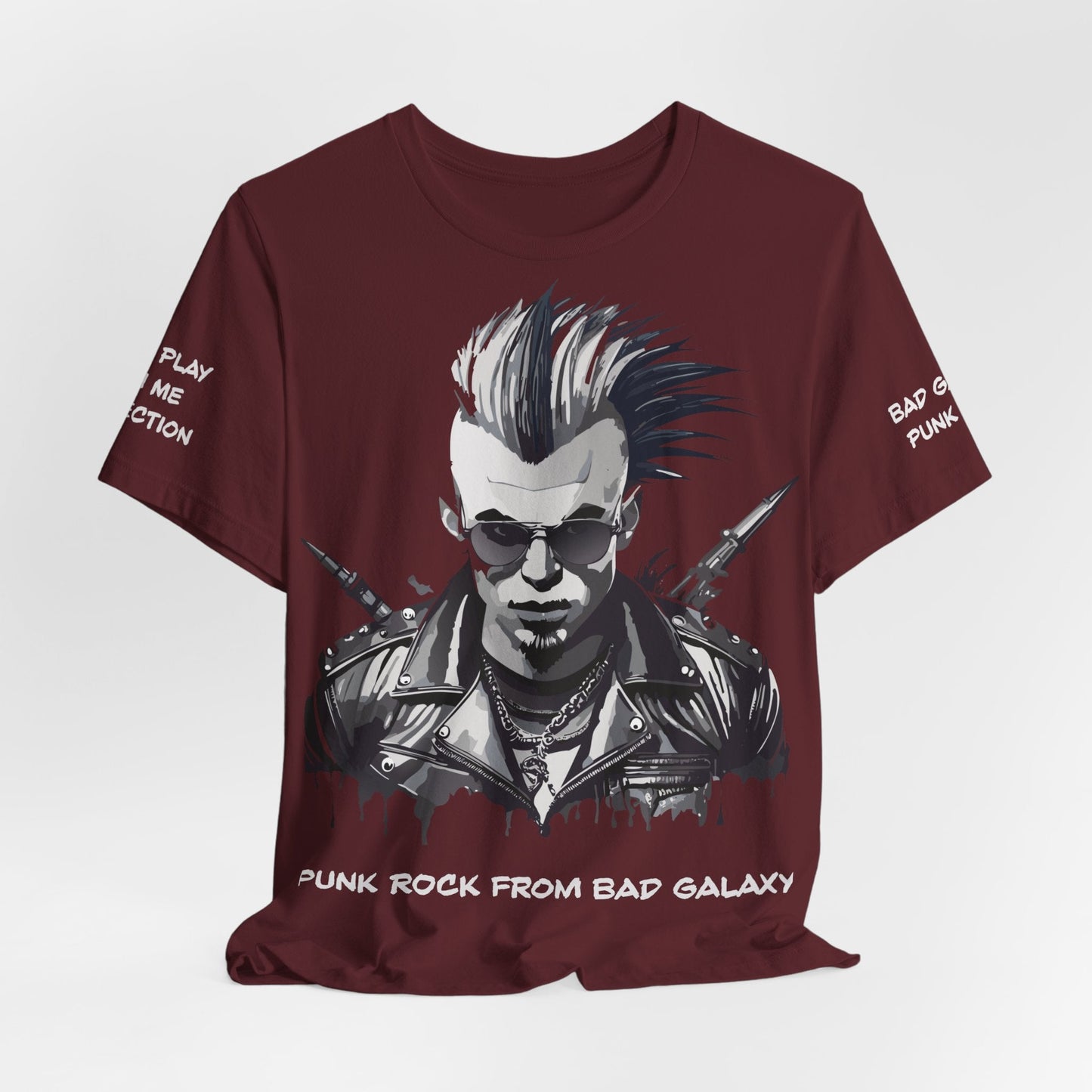 Punk Rock Tee Shirt 100 Percent Cotton Made To Order From Bad Galaxy Eco Friendly Inks USA