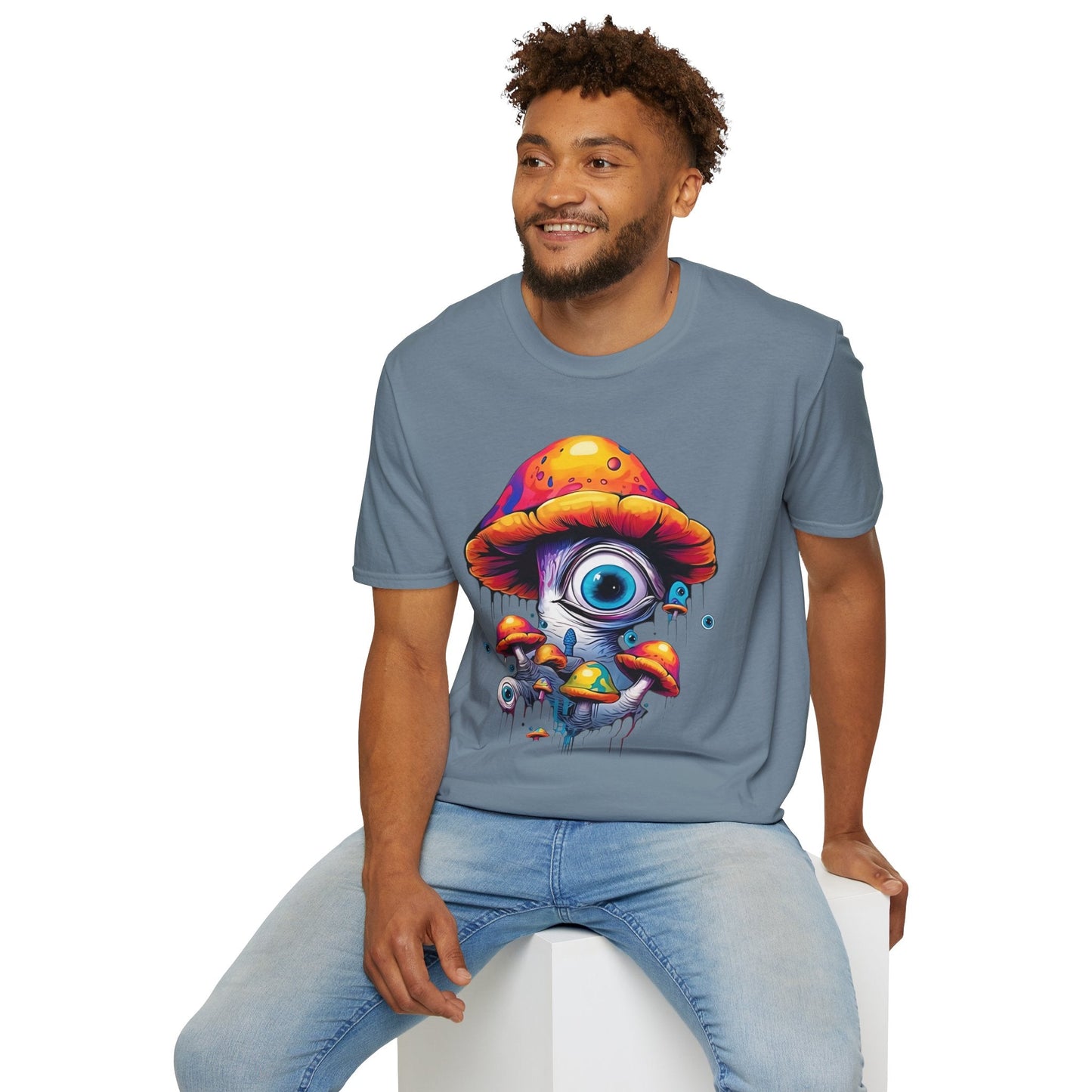 Funny Mashroom Graphic Unisex Softstyle Cotton With Cartoon Illustration Design 23