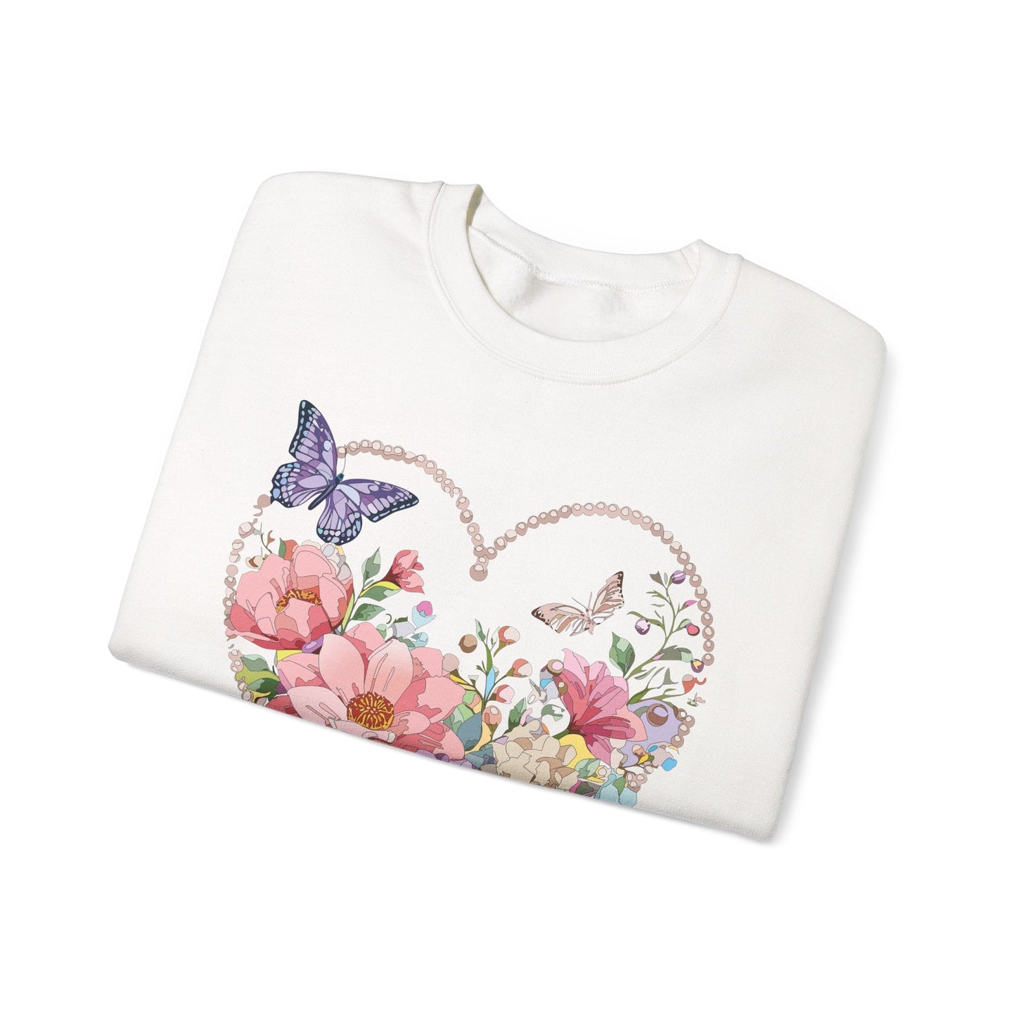 Floral Heart Sweatshirt Unisex Floral Love Crewneck Heavy Blend Gift For Valentine Day Cold Weather