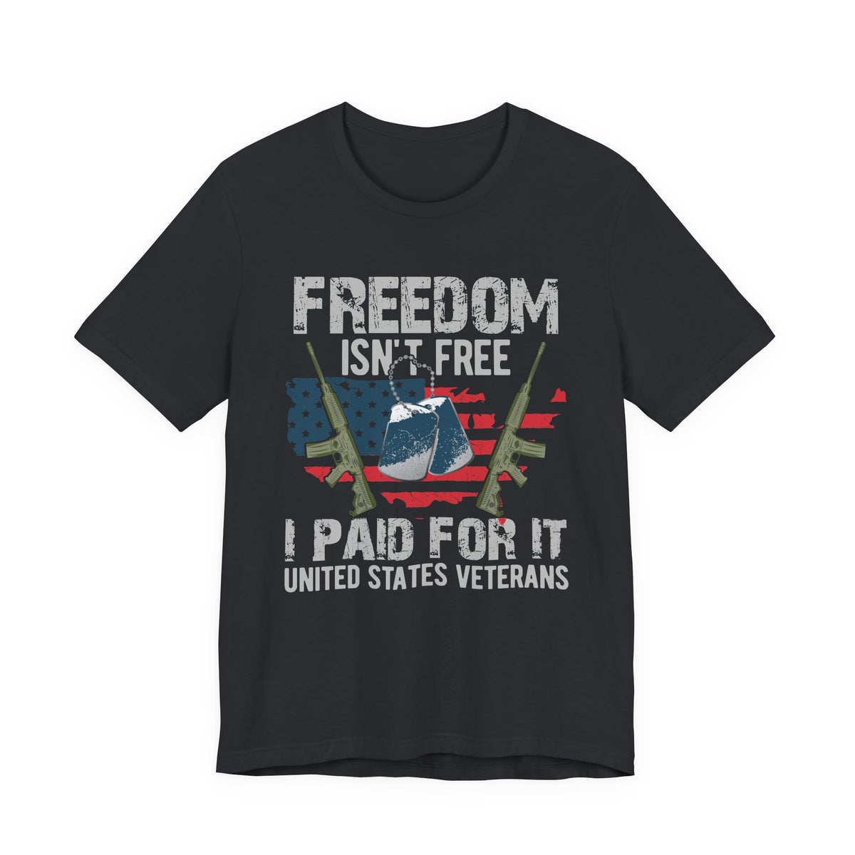 Freedom Isn't Free Paid For It Veterans T-Shirt American Flag Military Helmet Unisex Cotton v20