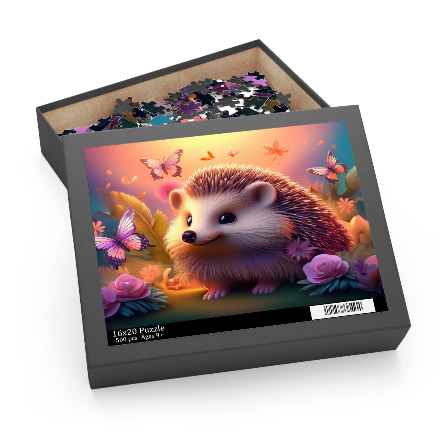 Puzzles-56 Kids Hedgehog Puzzle 500-Piece | Floral Hedgehog Puzzle 500-Piece, Animals Kids Puzzles Size: 16" x 20",  Ages 9+