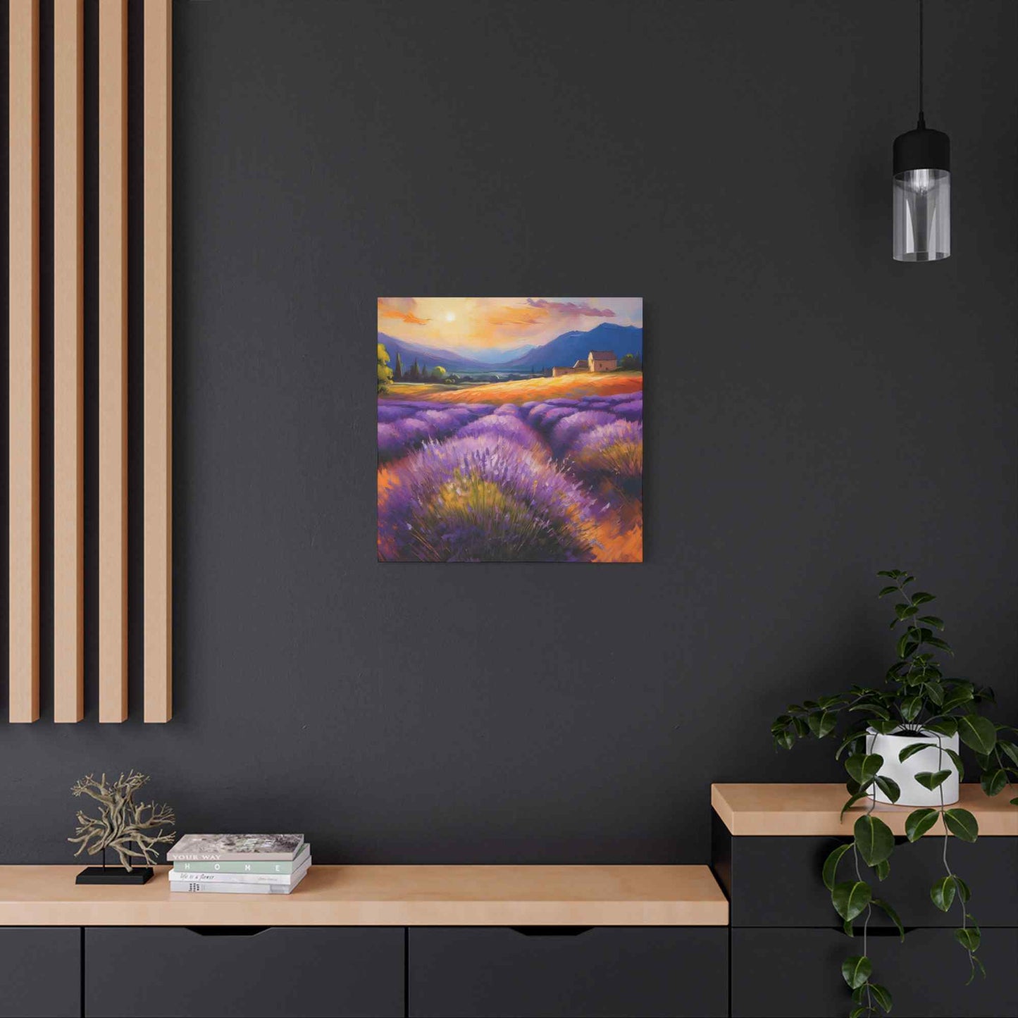 Lavender Landscape Print Canvas, Landscape Oil Paint Print 20x20, 24x24, 30x30, 32x32, 36x36 Art Design Print Non-Frame MC-33