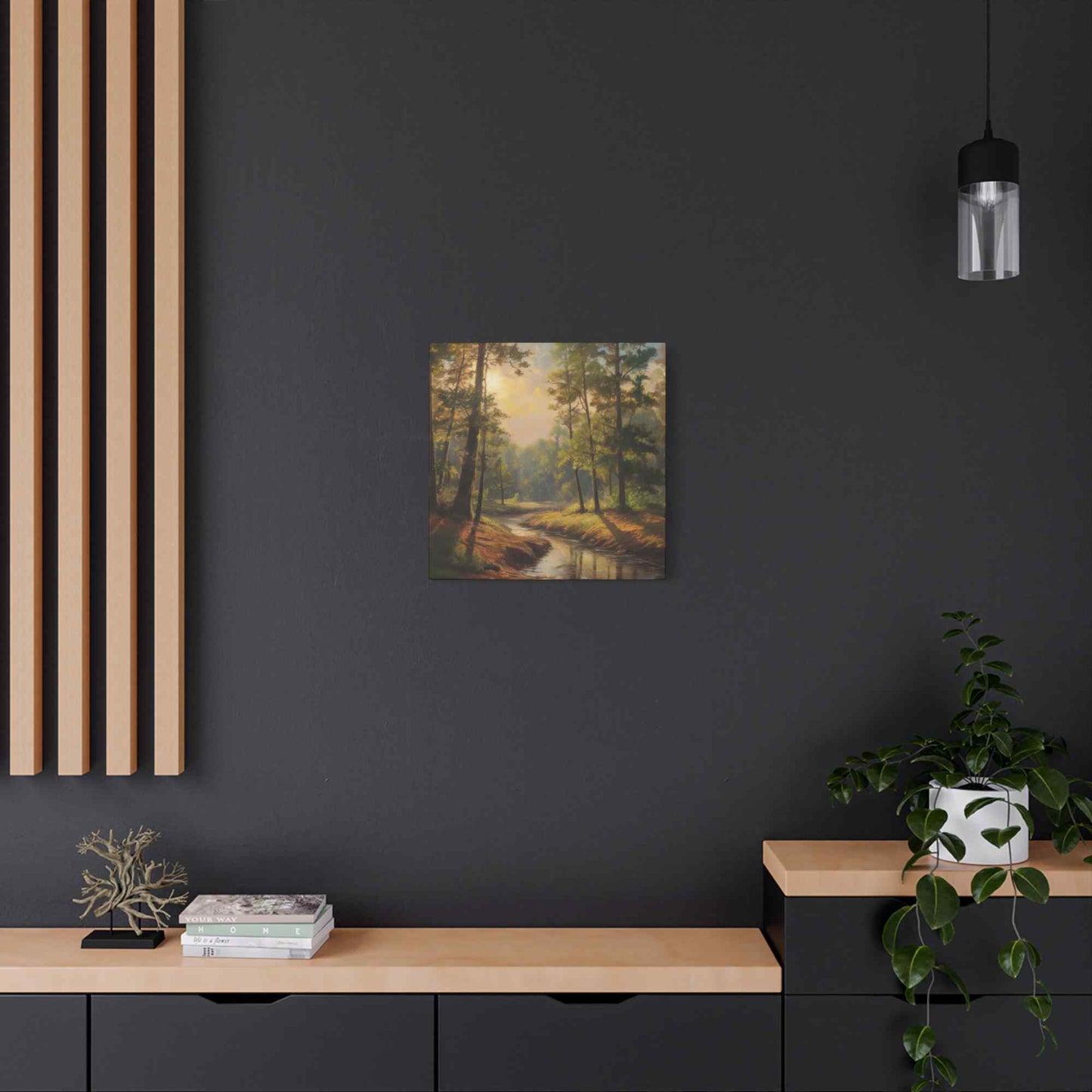 Forest Print Canvas, Trees Oil Paint Print 20x20, 24x24, 30x30, 32x32, 36x36 Art Design Print Pine-Wood Inner Frame MC-71