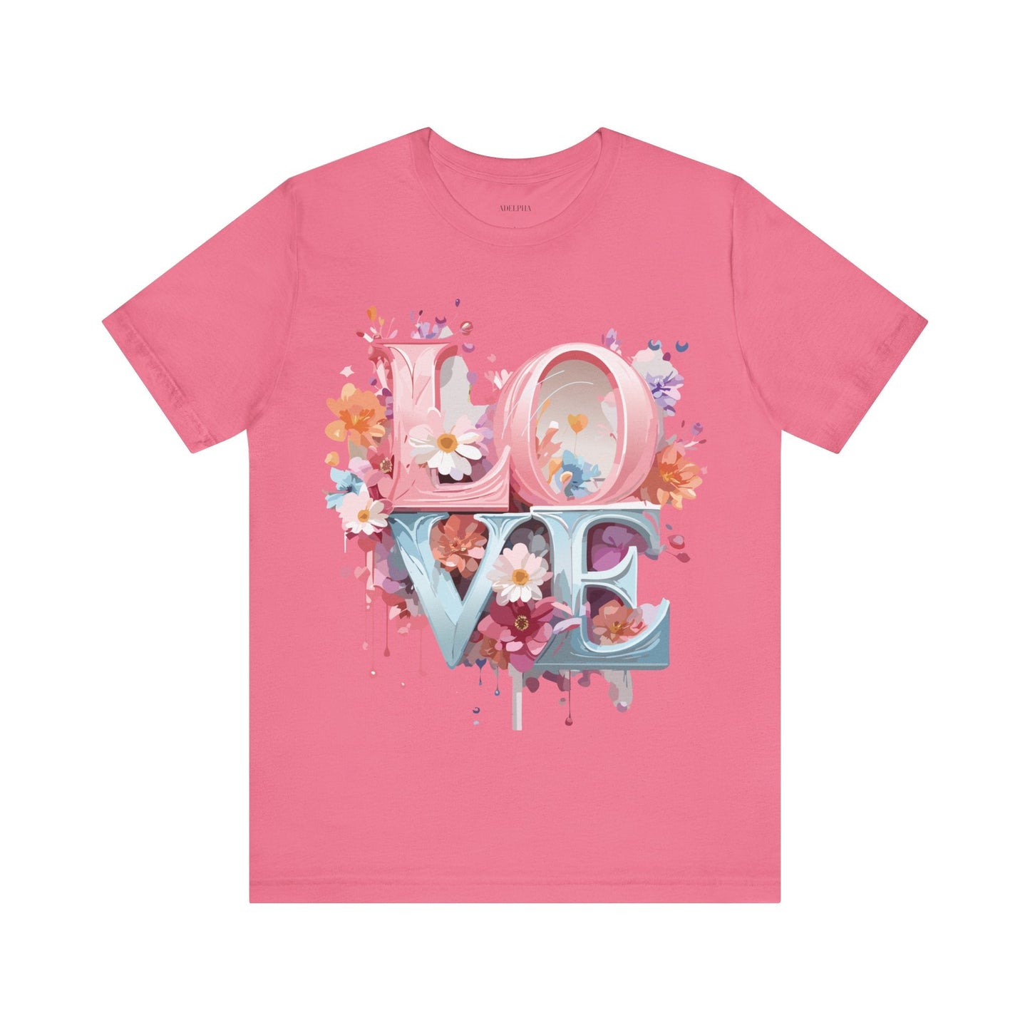 Valentine Day Graphic Unisex 100 Cotton Vintage Artwork with Love and Flower Design Tee 45