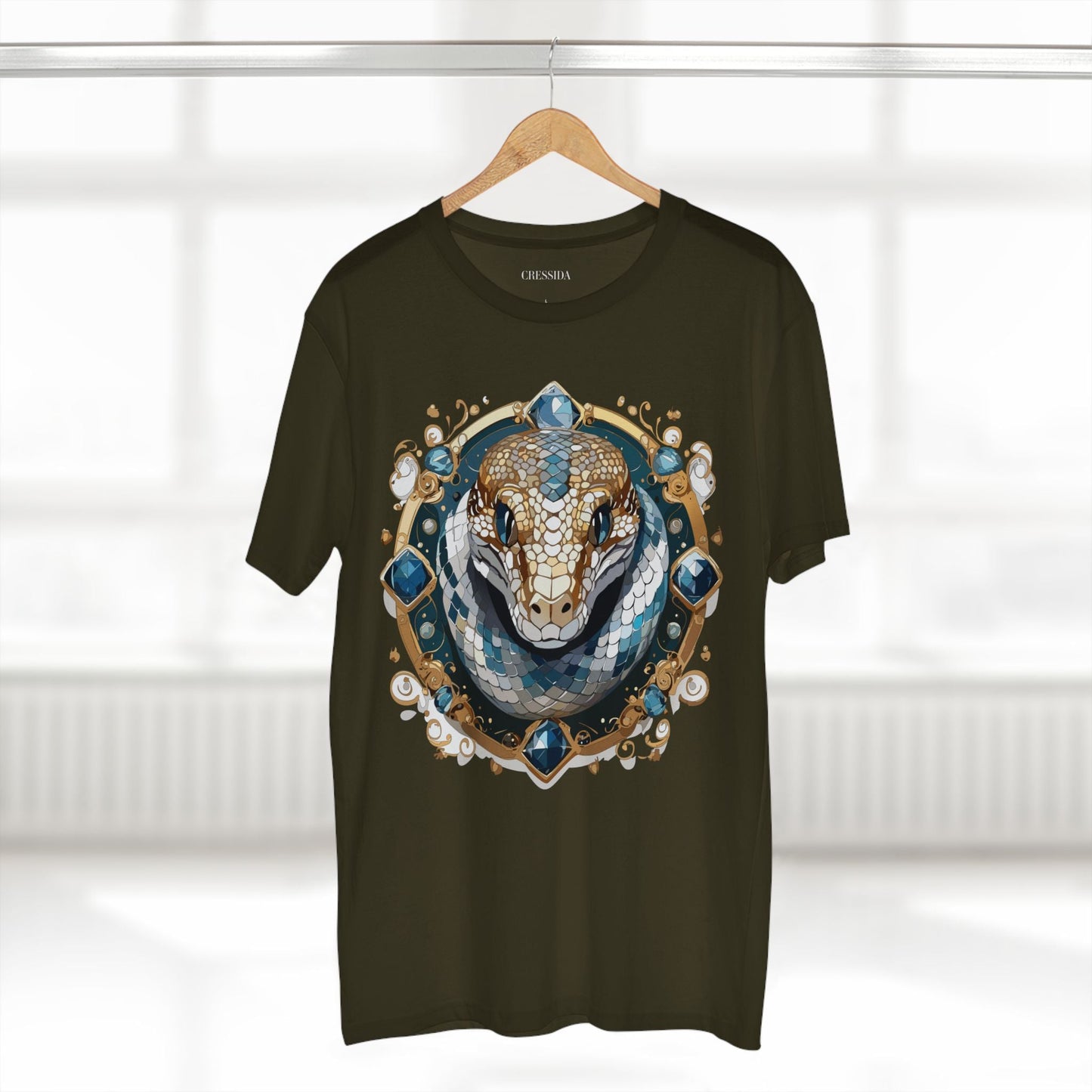 Snake Graphic Unisex 100 Cotton Tee With Unique Animal Golden Medallion Art Design 42