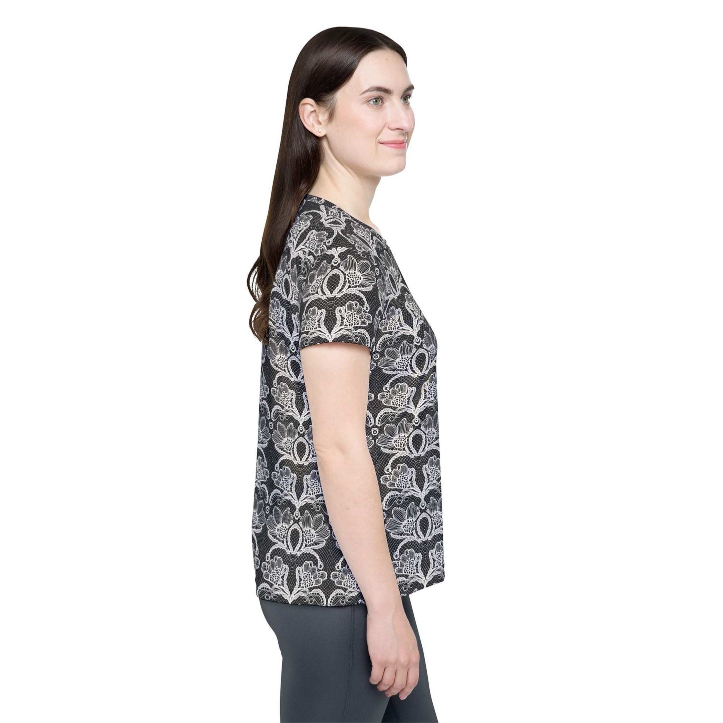 Women Poly T-Shirt with Lace Print 32