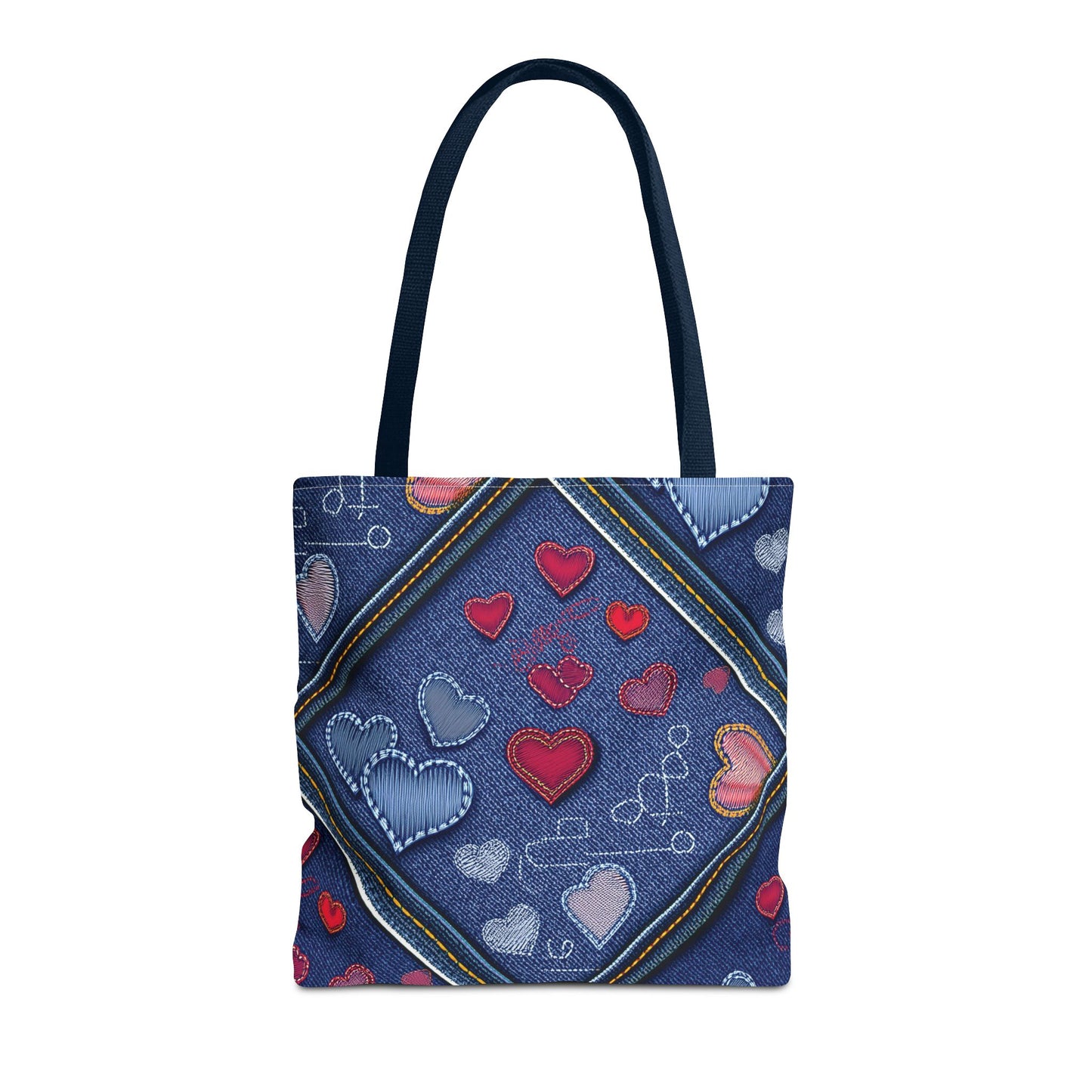 Love Day Graphic Design Denim Fabric Imitation Print Unisex Canvas Bag POLY 3 Sizes Tote Bag 201-30